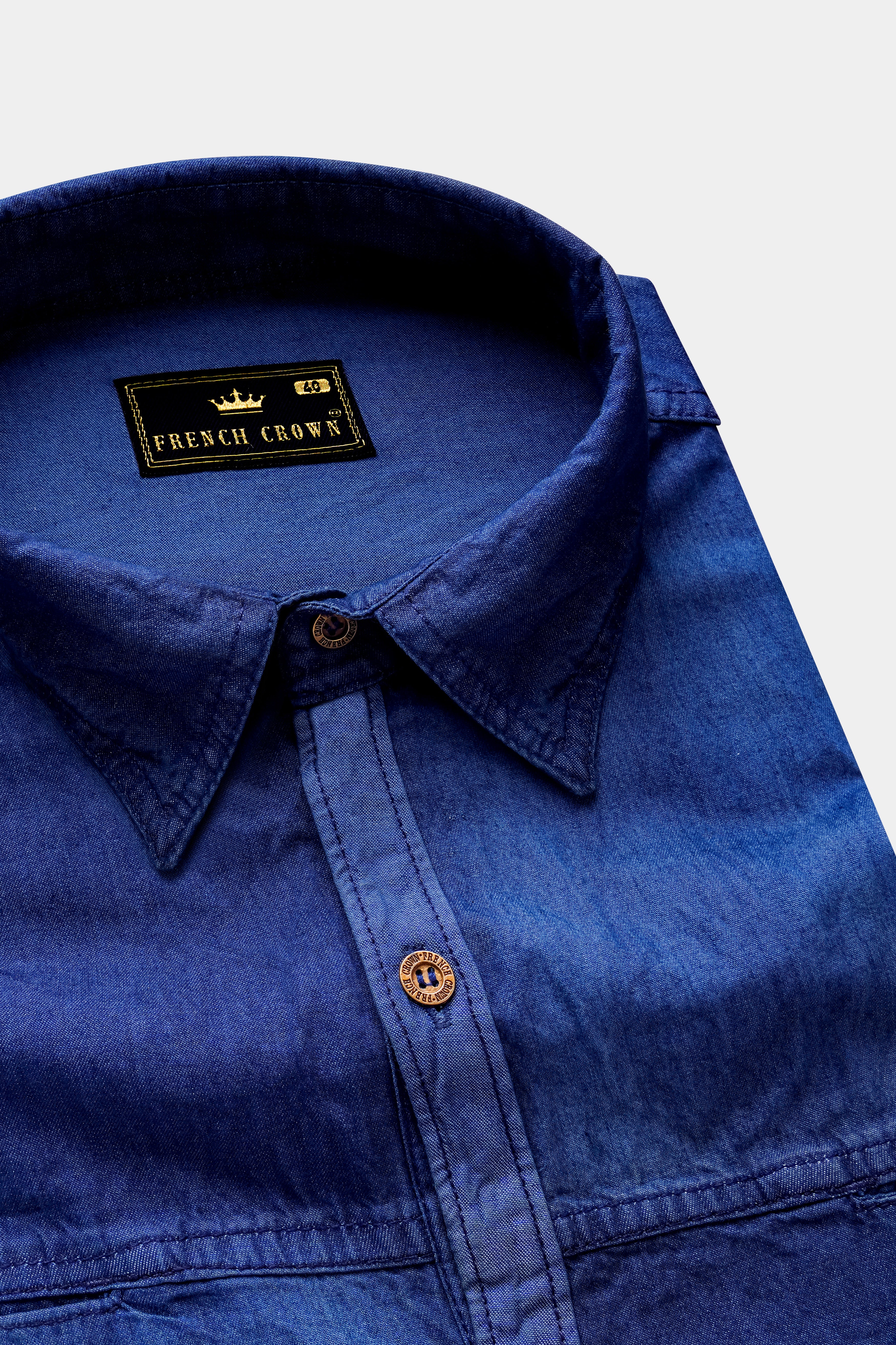 Ebony Blue Lightweight Denim Designer Shirt