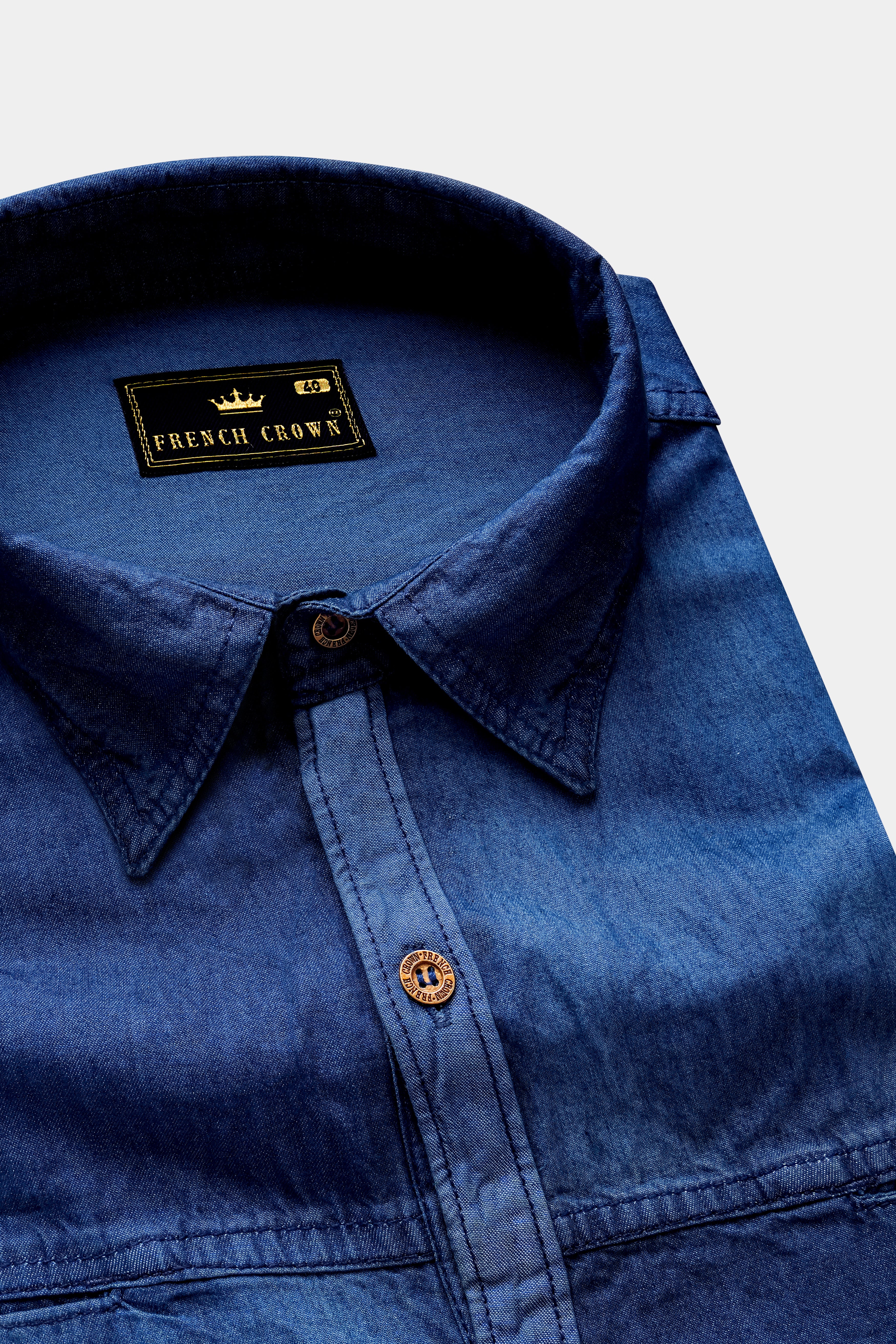 Rhino Blue Lightweight Denim Designer Shirt