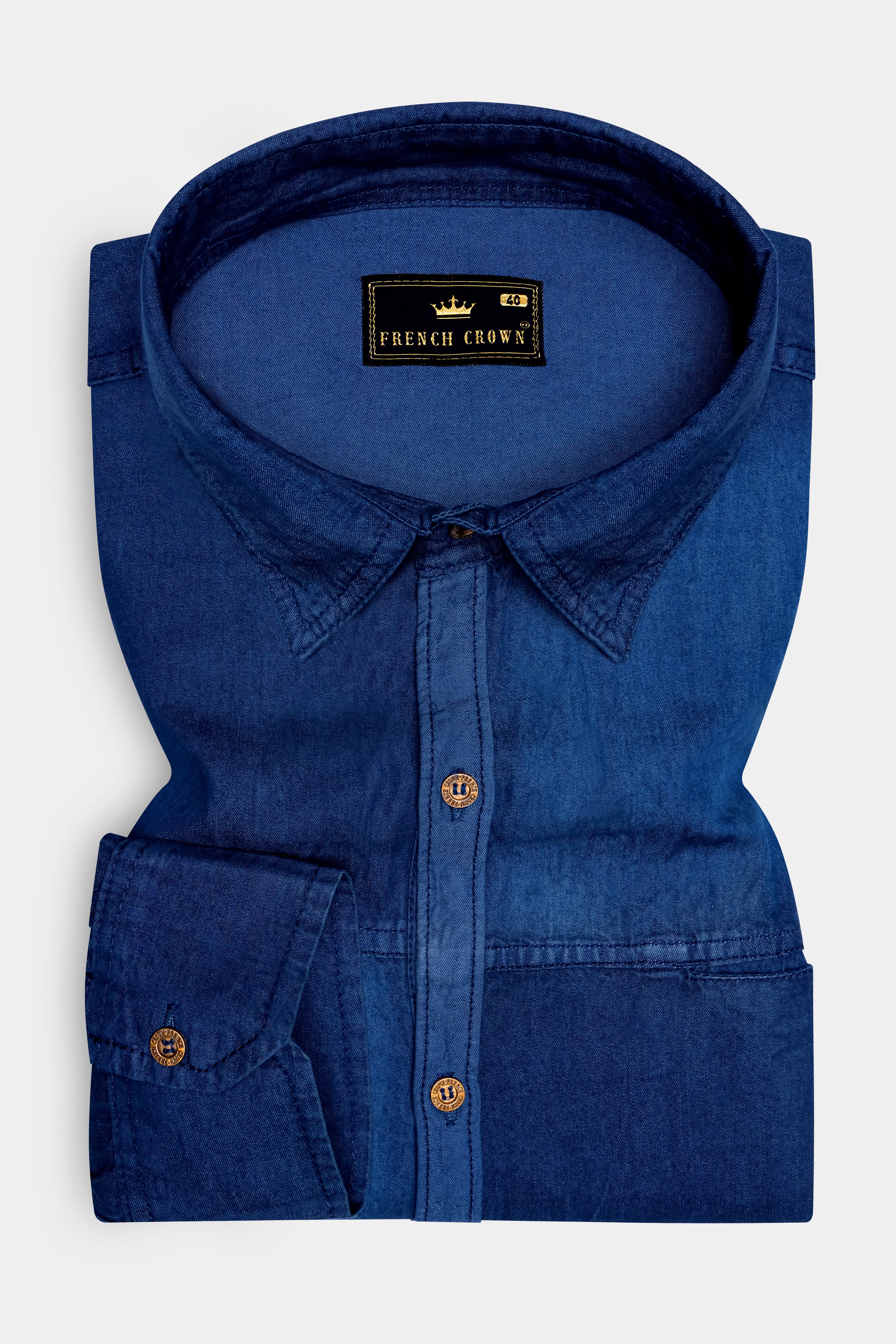 Rhino Blue Lightweight Denim Designer Shirt