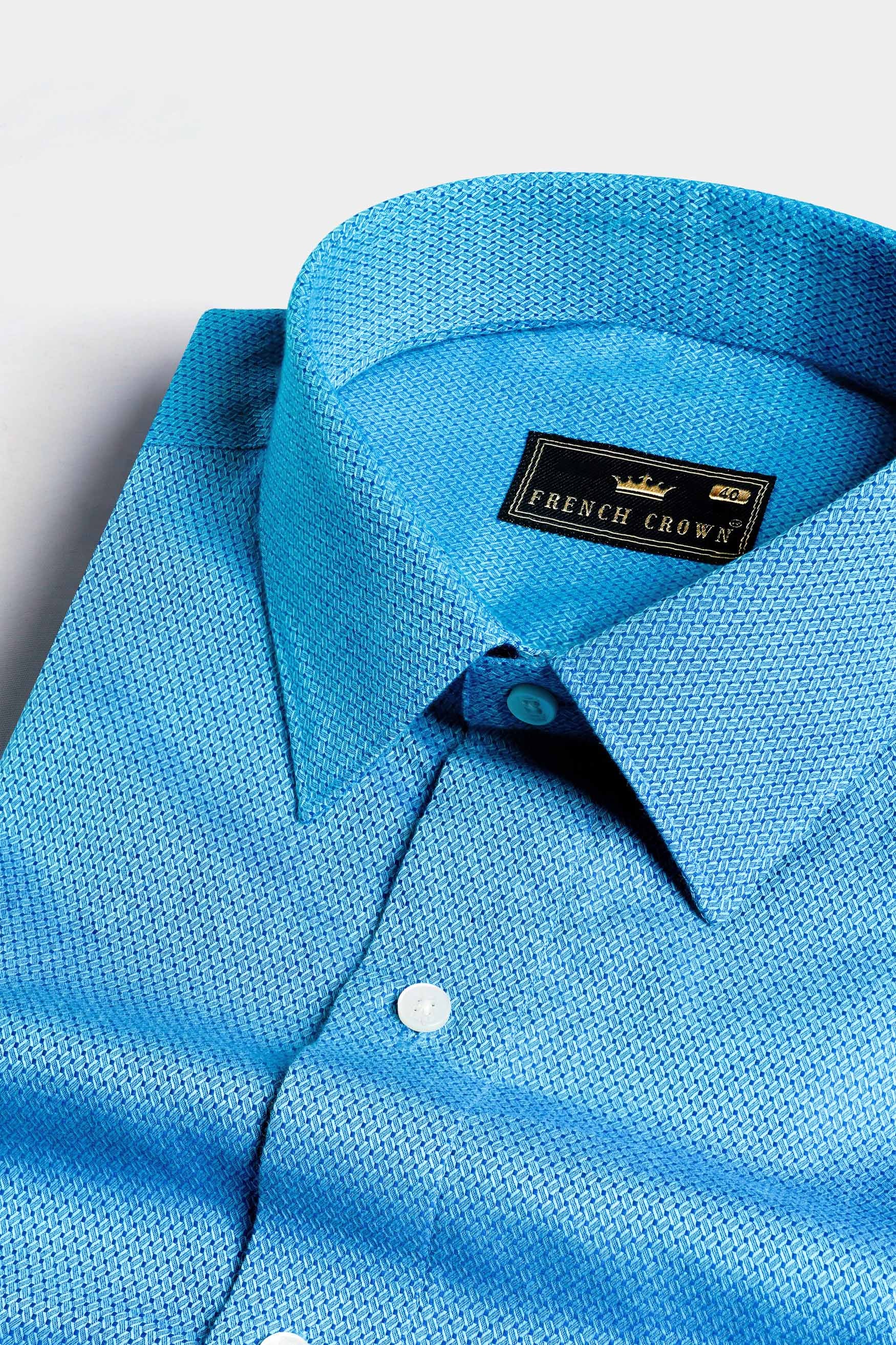 Picton Blue Goddess Durga Hand Painted Dobby Textured Premium Giza Cotton Designer Shirt 9141-ART-38, 9141-ART-H-38, 9141-ART-39, 9141-ART-H-39, 9141-ART-40, 9141-ART-H-40, 9141-ART-42, 9141-ART-H-42, 9141-ART-44, 9141-ART-H-44, 9141-ART-46, 9141-ART-H-46, 9141-ART-48, 9141-ART-H-48, 9141-ART-50, 9141-ART-H-50, 9141-ART-52, 9141-ART-H-52