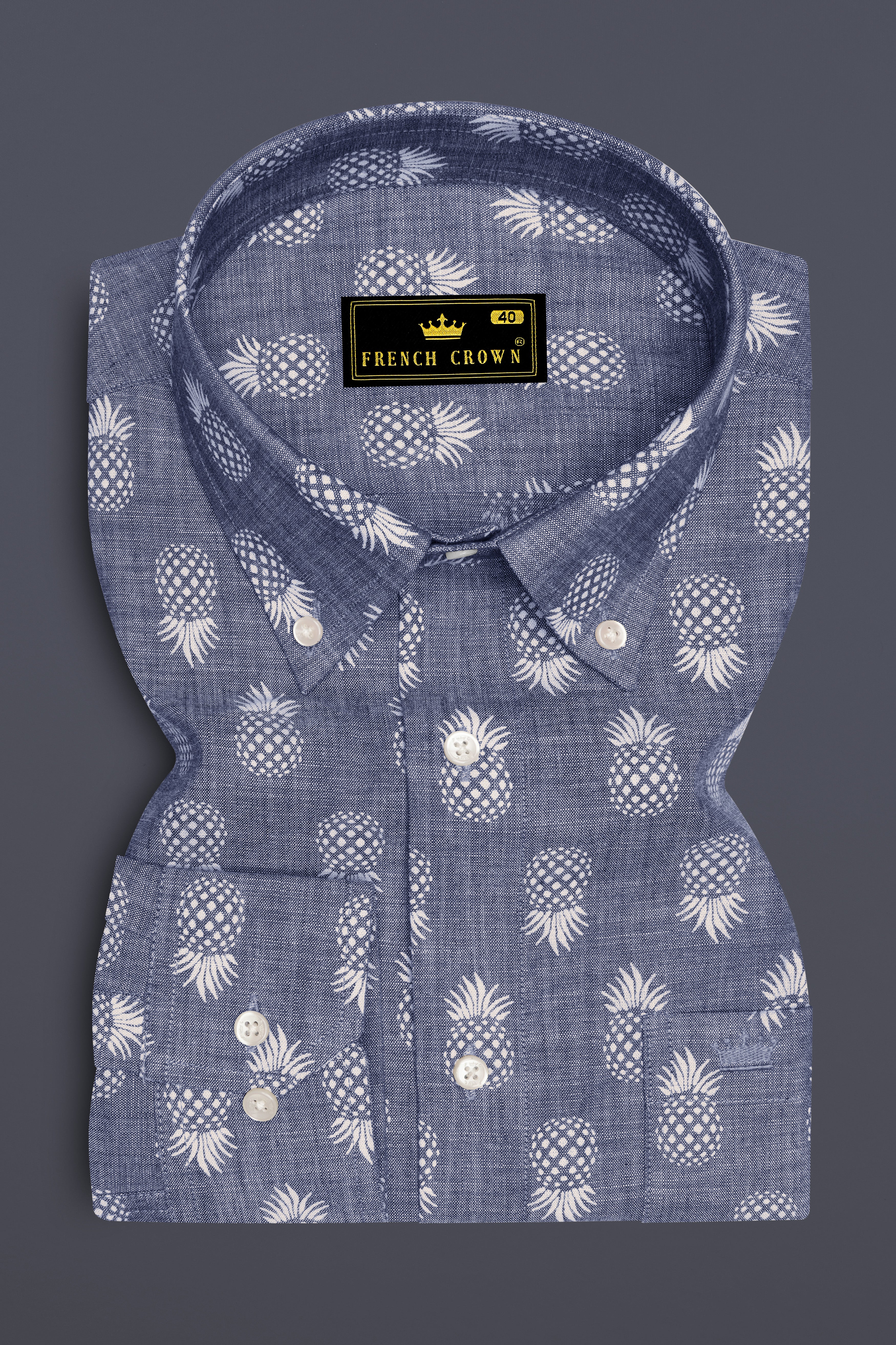 Comet Gray Pineapple Textured Denim Shirt