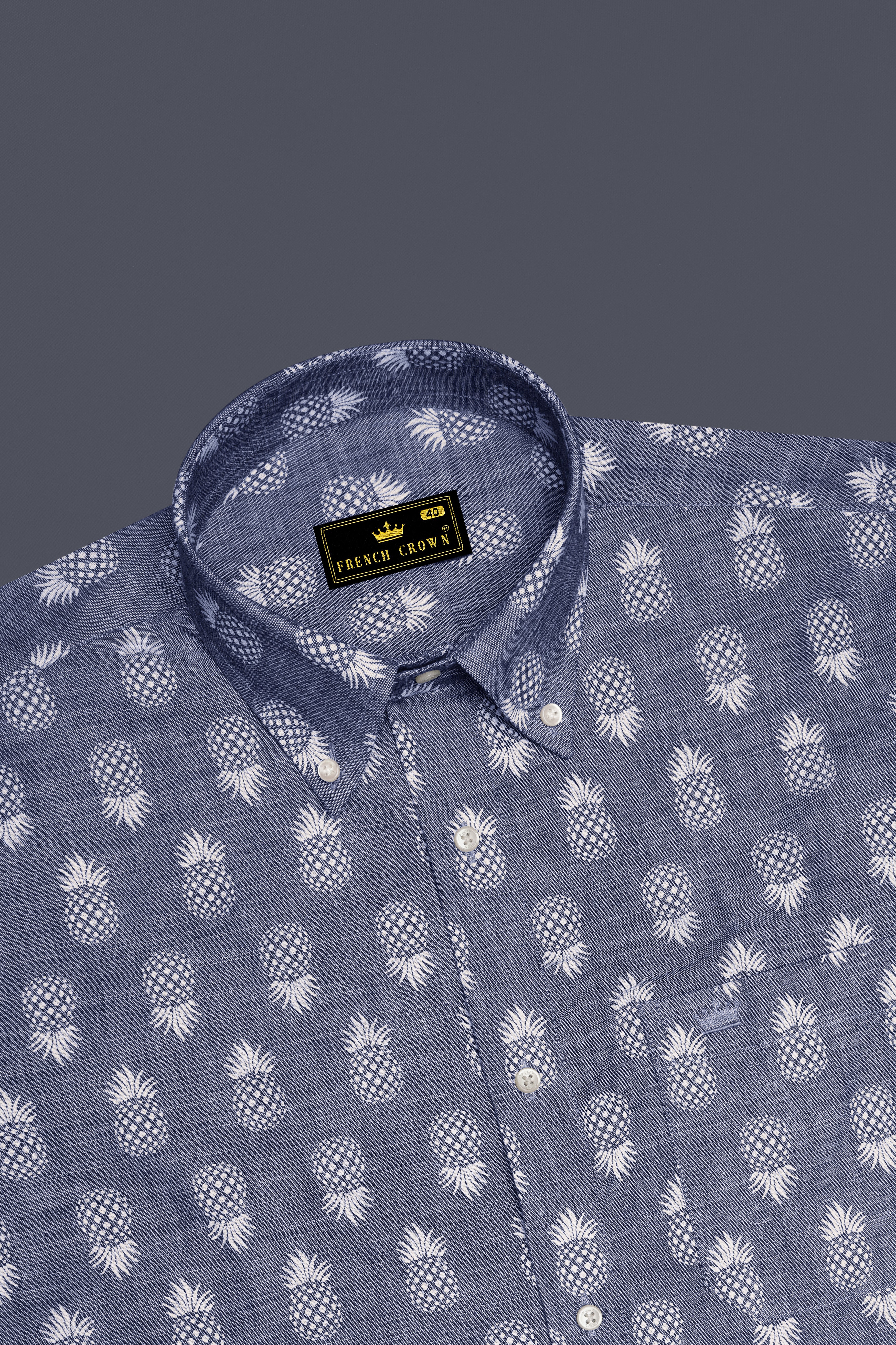 Comet Gray Pineapple Textured Denim Shirt