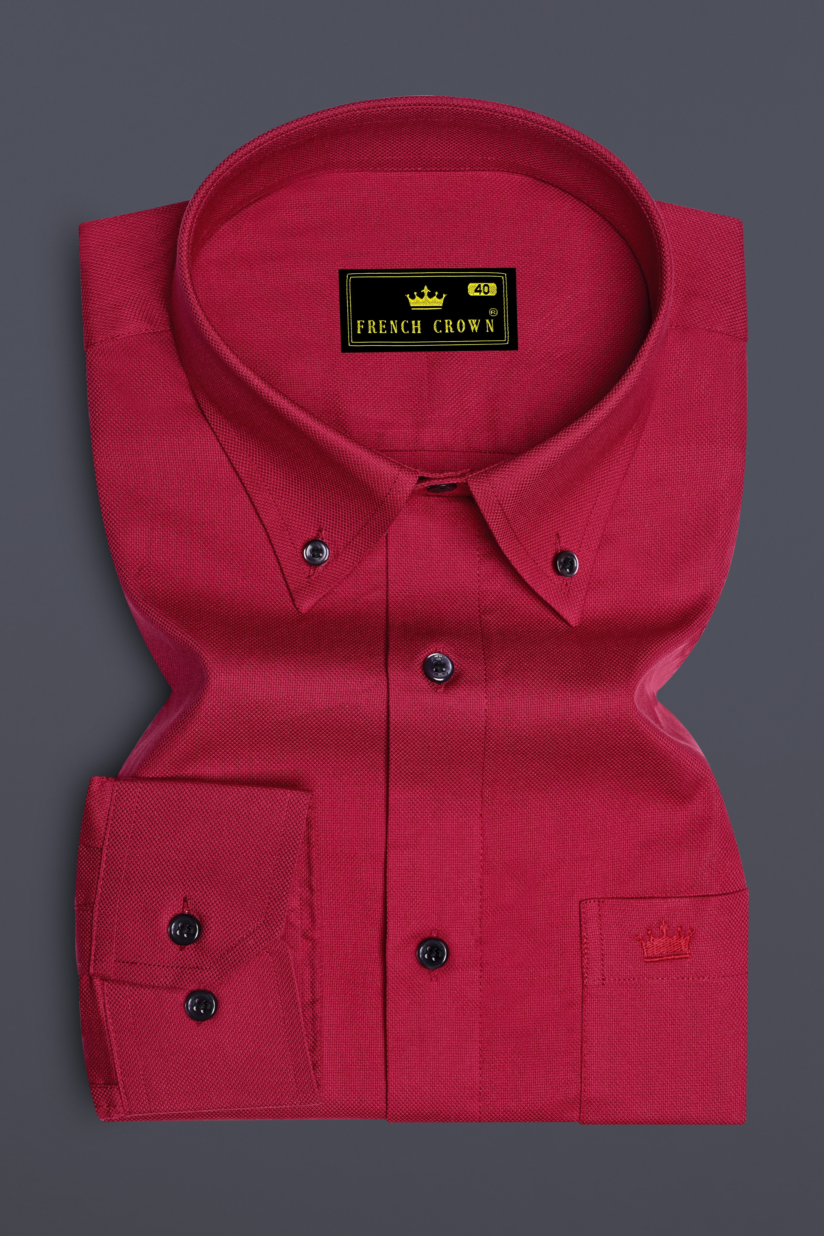 Merlot Red Dobby Textured Premium Giza Cotton Shirt