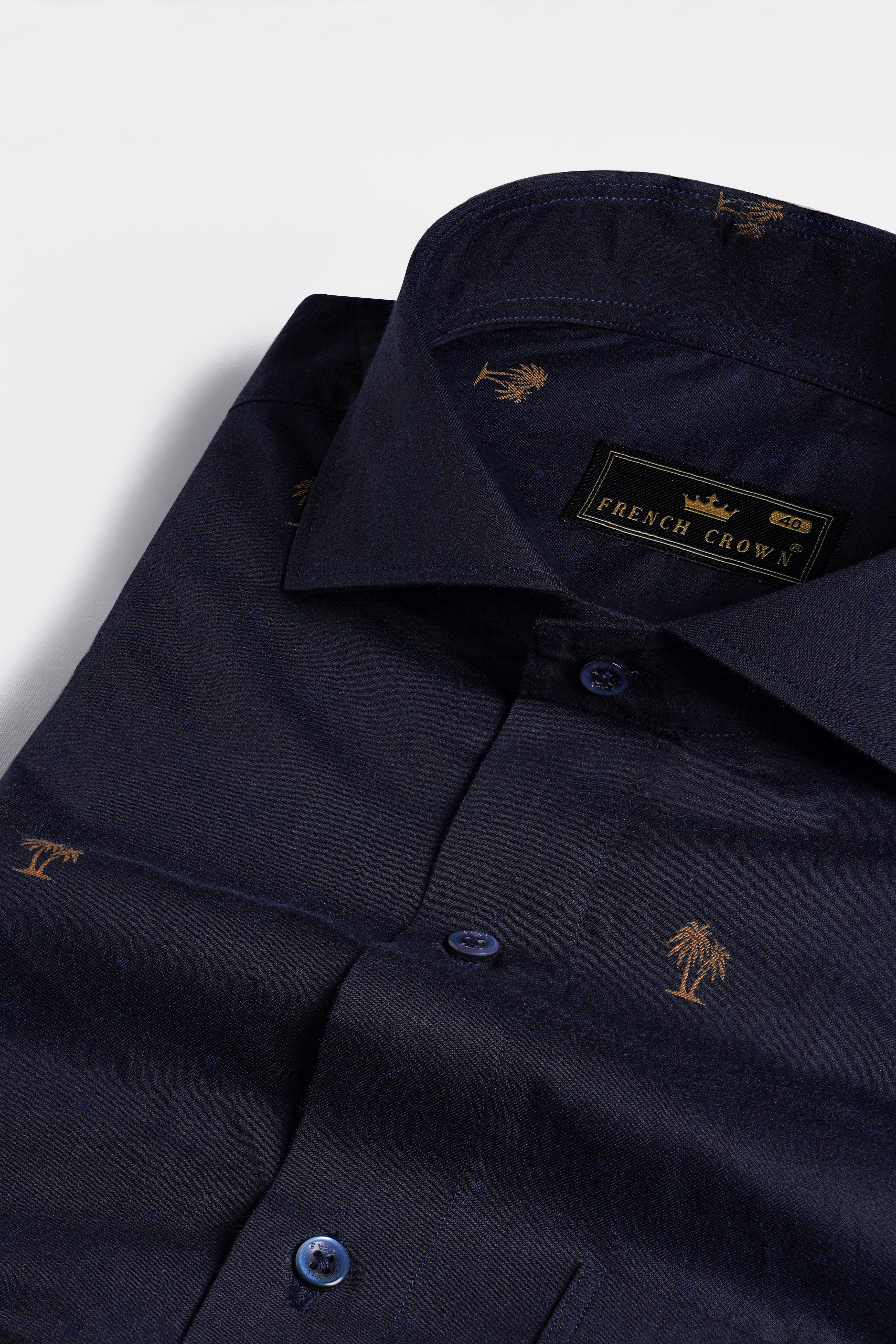 Cinder Blue Trees Textured Jacquard Premium Giza Cotton Shirt