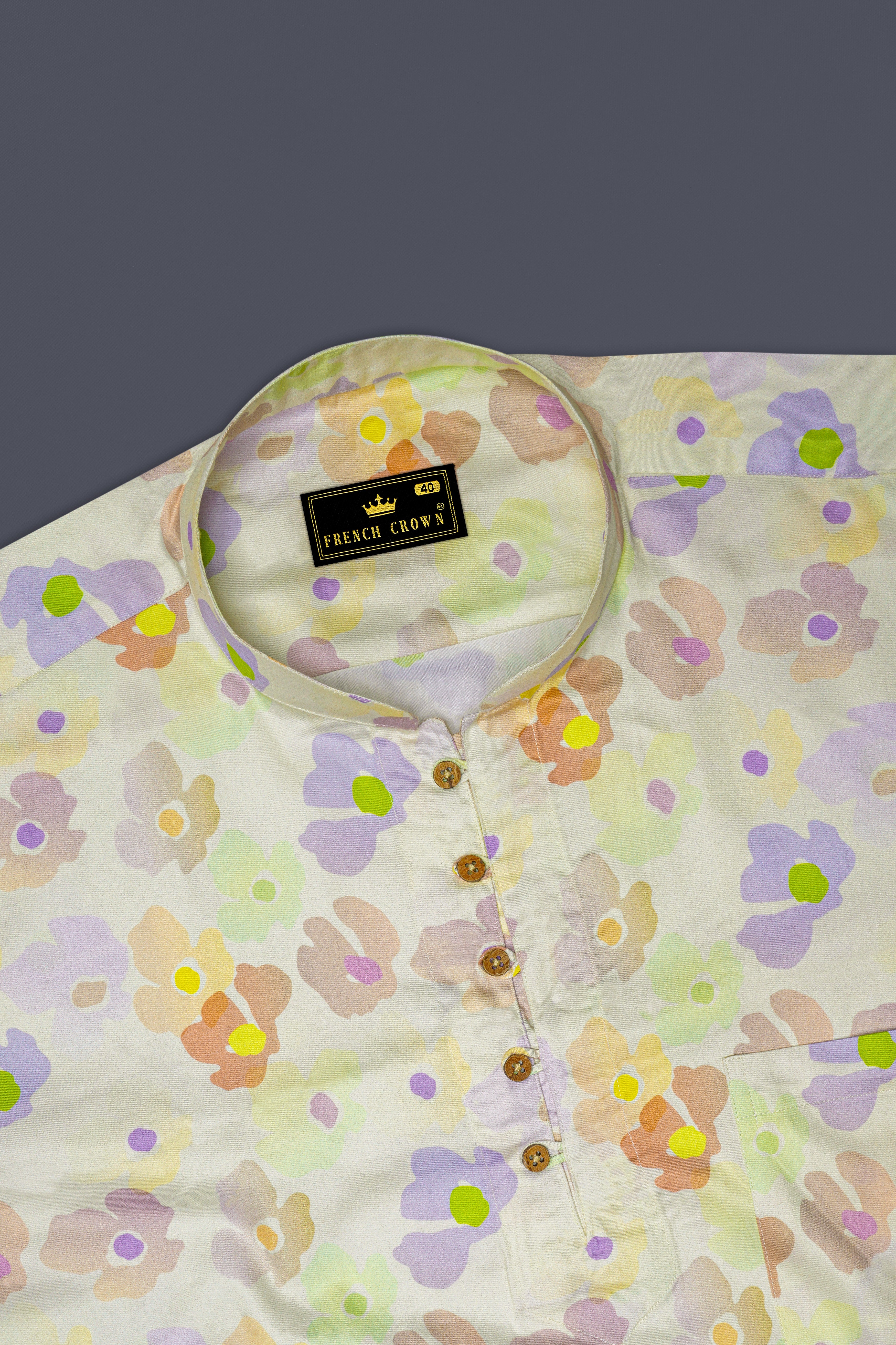 Mercury Cream Multicolour Floral Printed Super Soft Premium Cotton Kurta Shirt