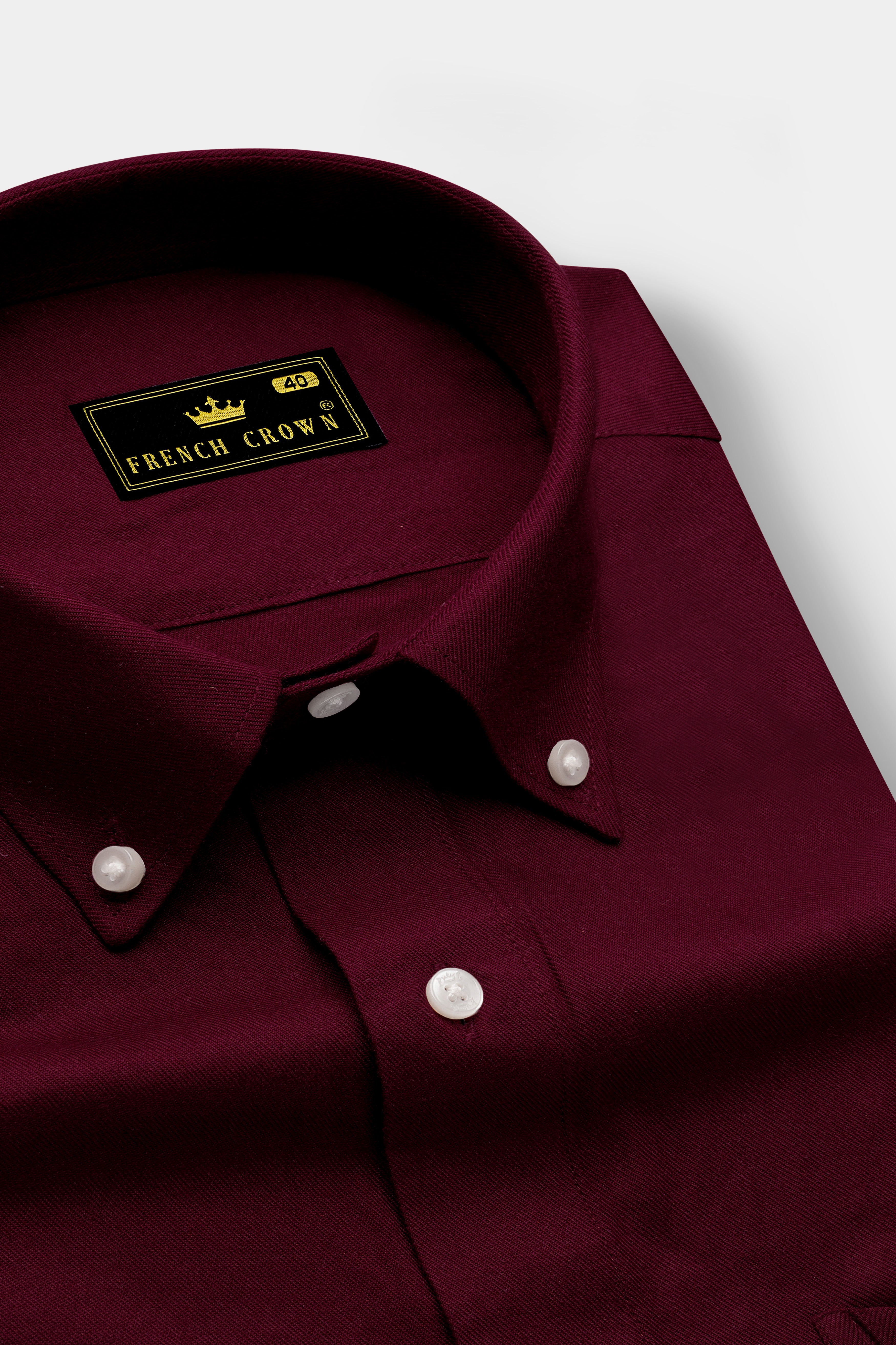 Walnut Maroon Button Down Flannel Shirt