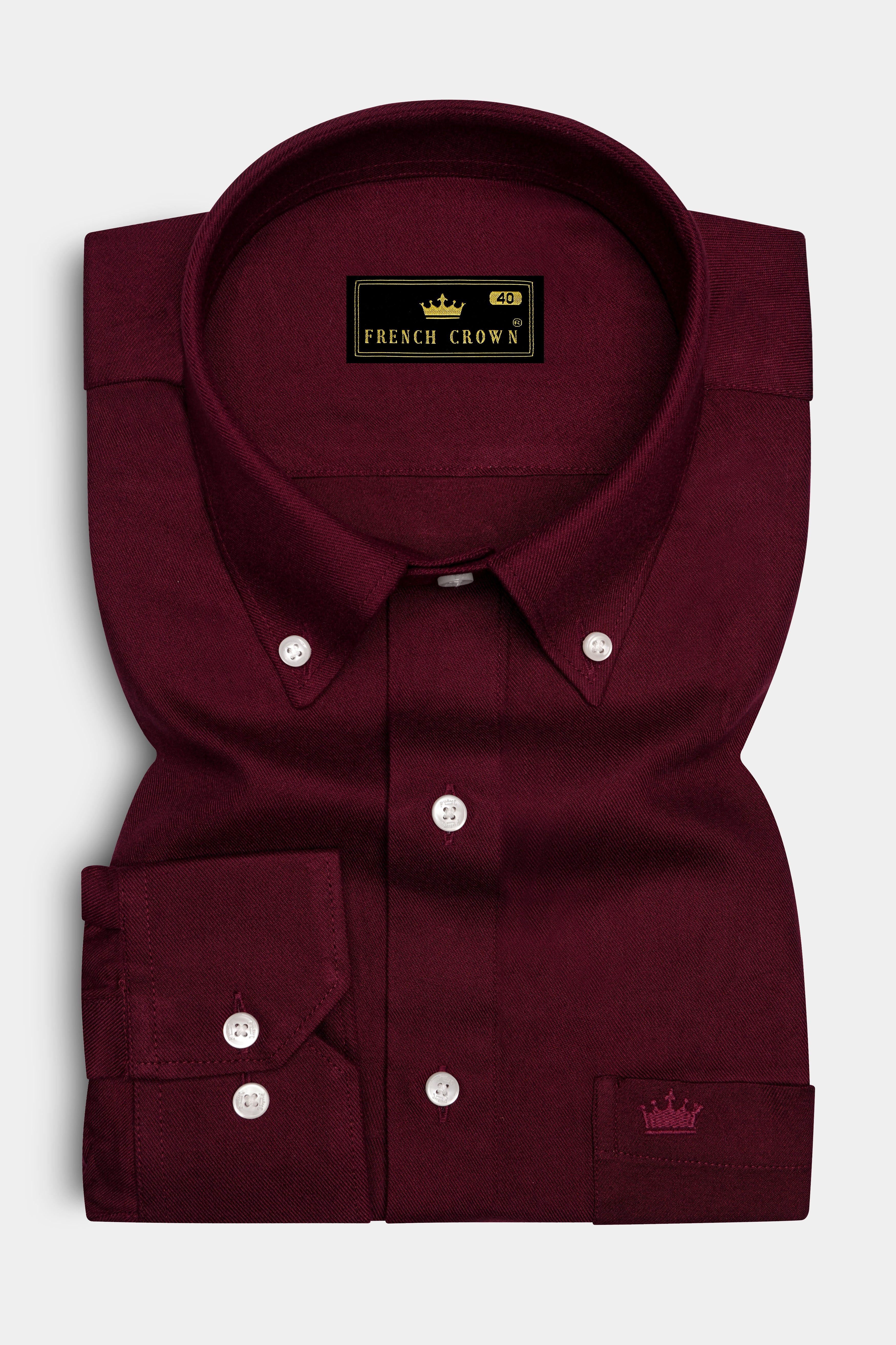 Walnut Maroon Button Down Flannel Shirt