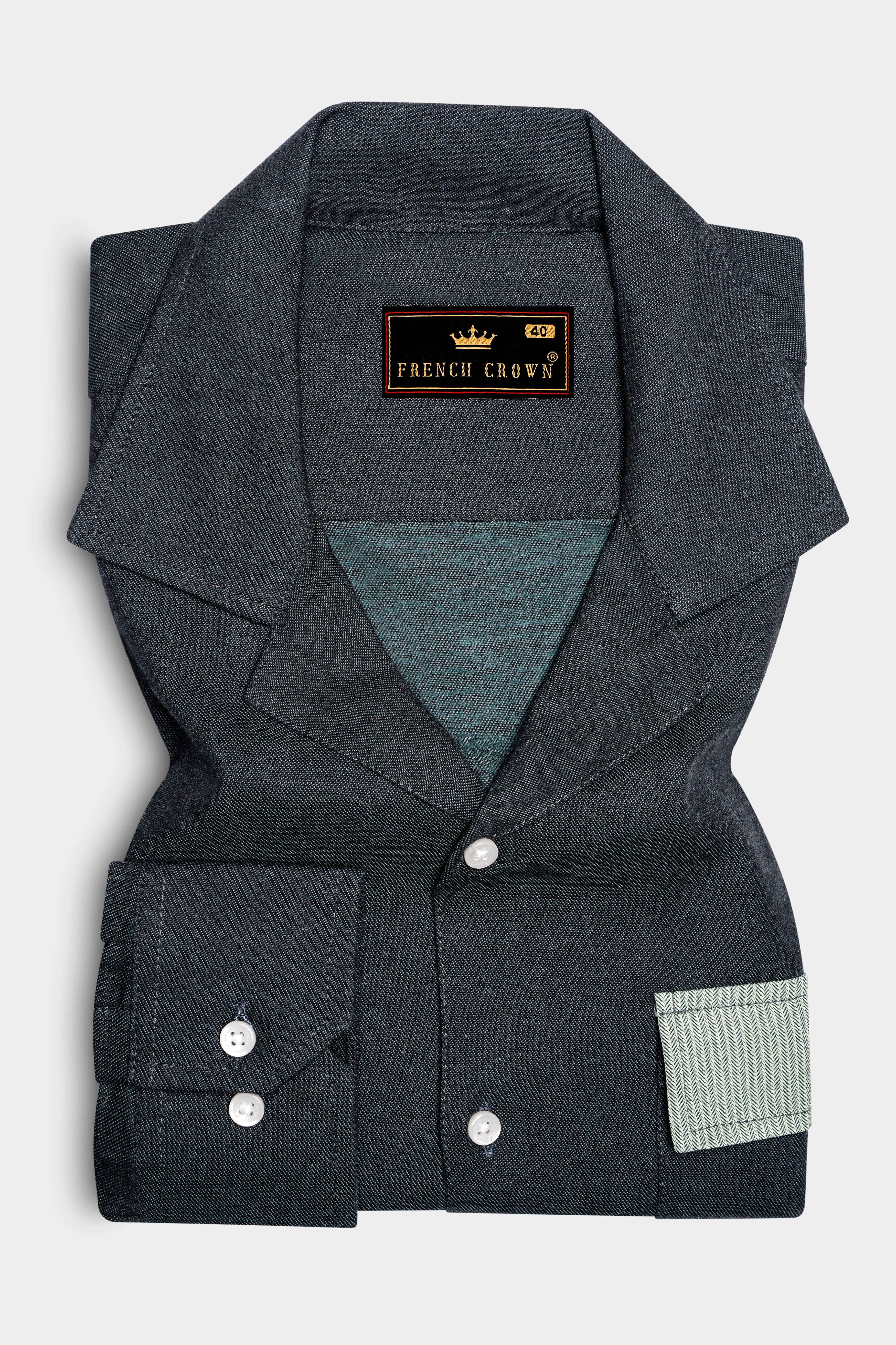 Gunmetal with Edgewater Green Twill Premium Cotton Designer Shirt