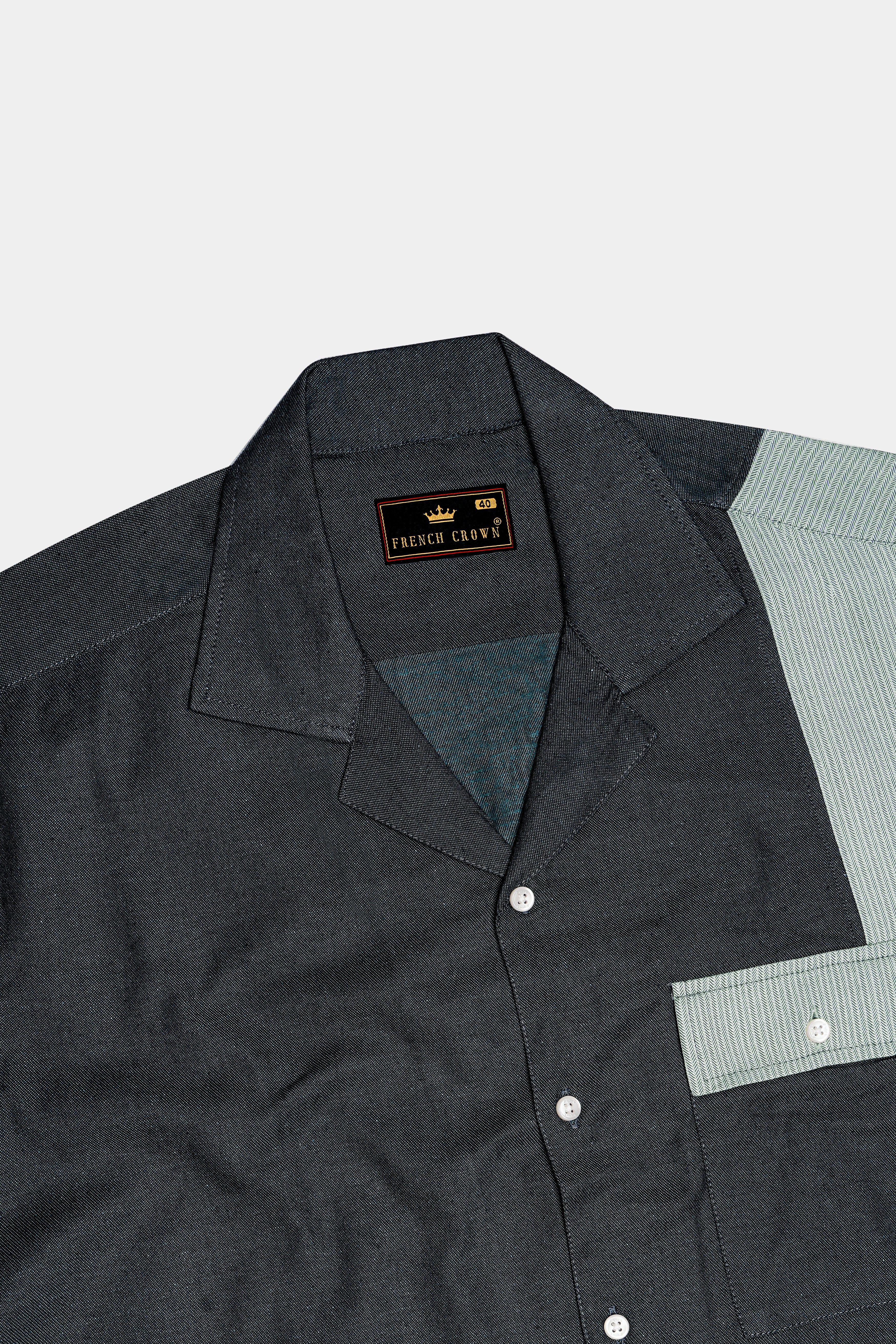 Gunmetal with Edgewater Green Twill Premium Cotton Designer Shirt