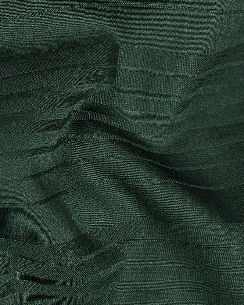 Everglade Green Subtle Striped Dobby Textured Premium Giza Cotton Shirt