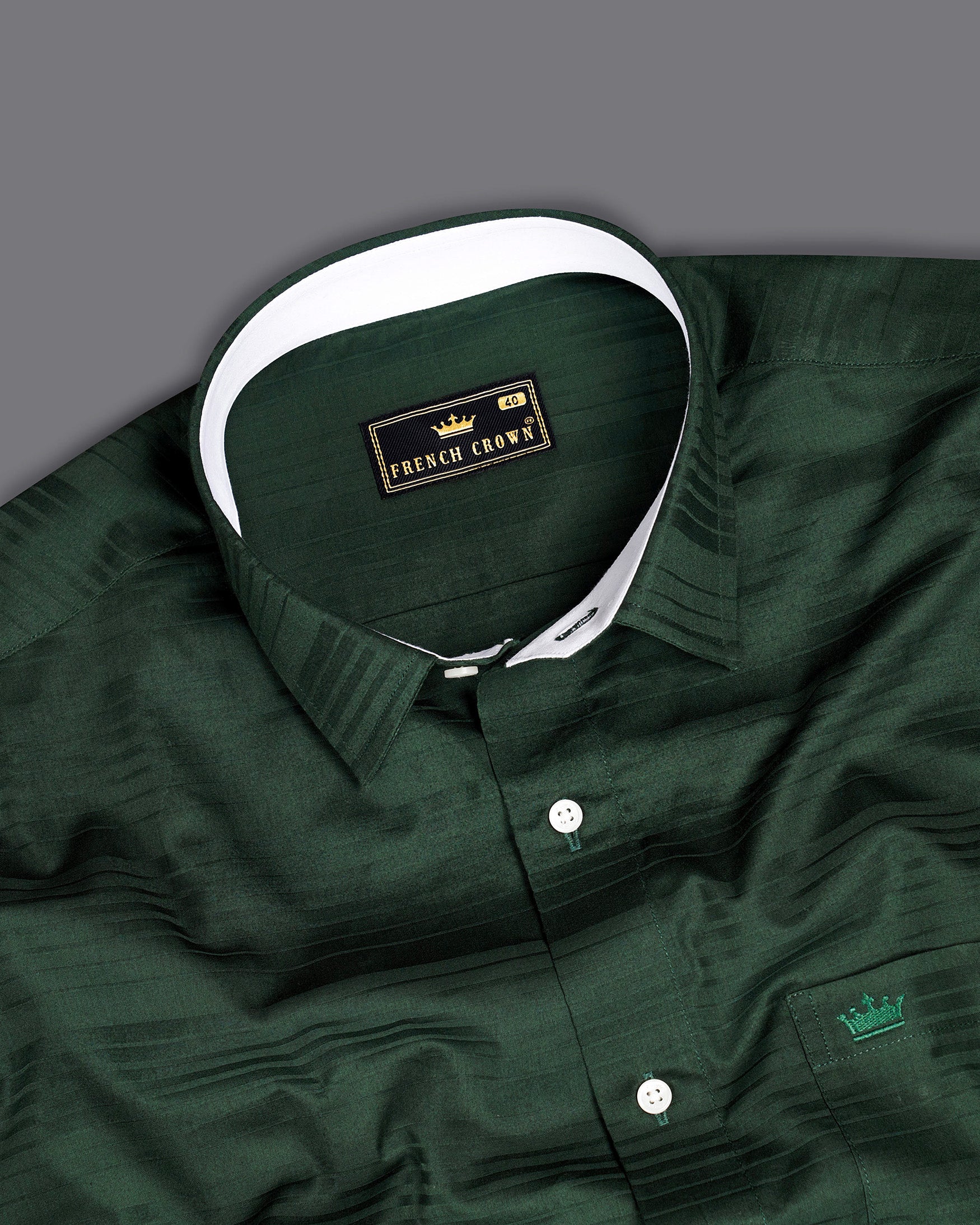 Everglade Green Subtle Striped Dobby Textured Premium Giza Cotton Shirt
