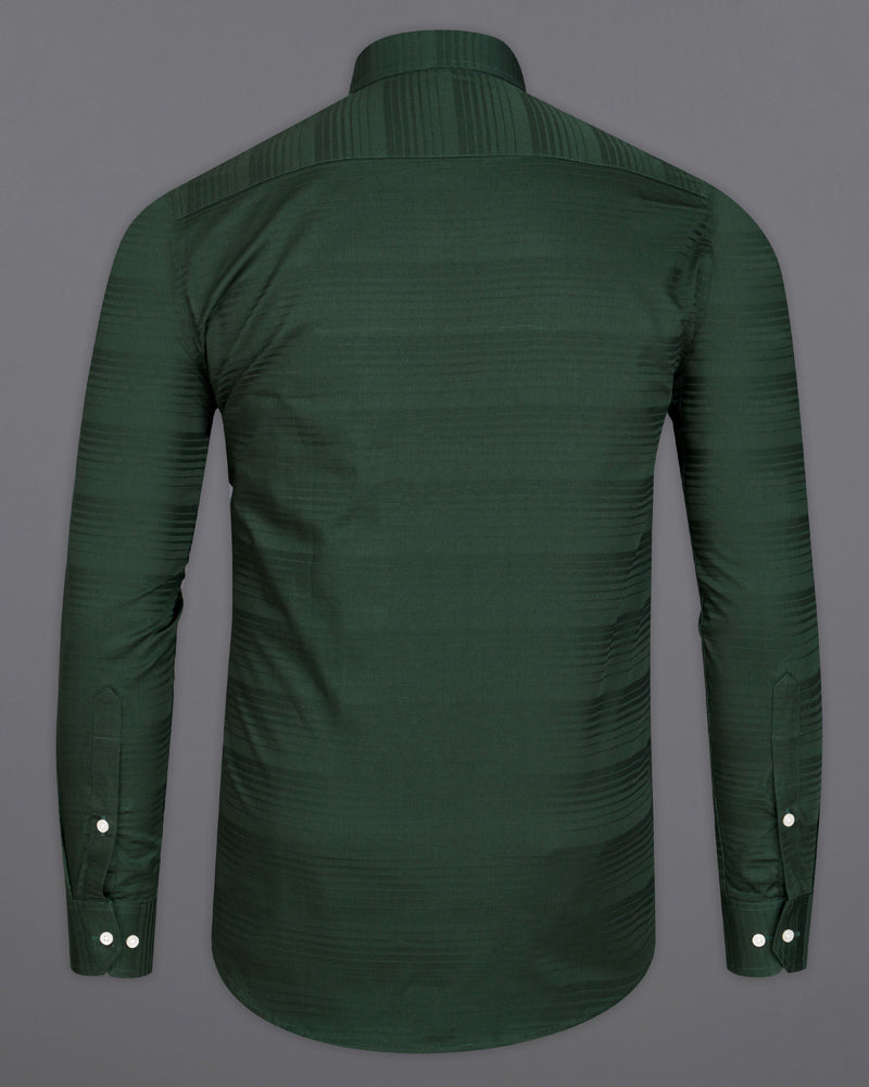 Everglade Green Subtle Striped Dobby Textured Premium Giza Cotton Shirt