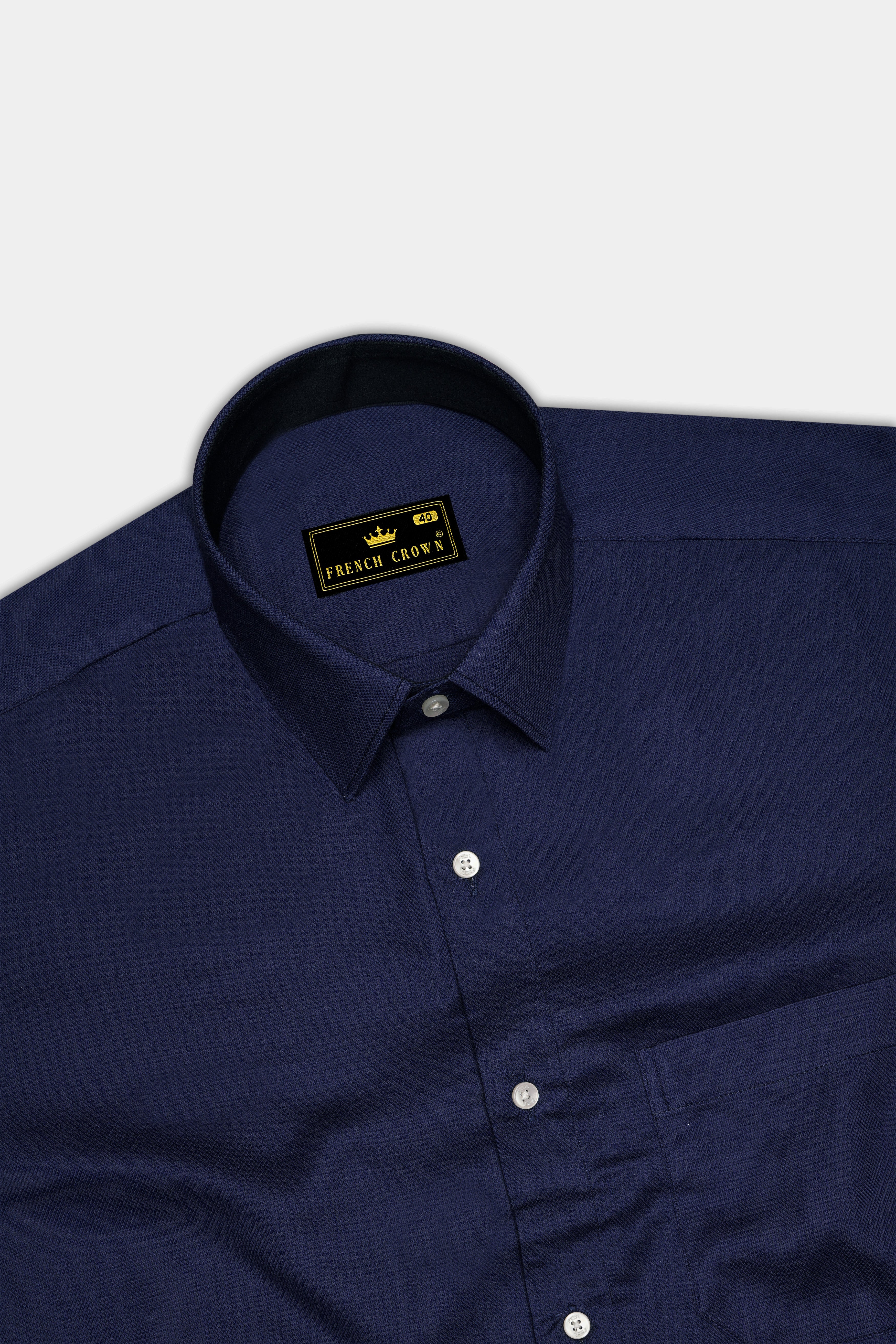 Firefly Blue Dobby Textured Premium Giza Cotton Shirt