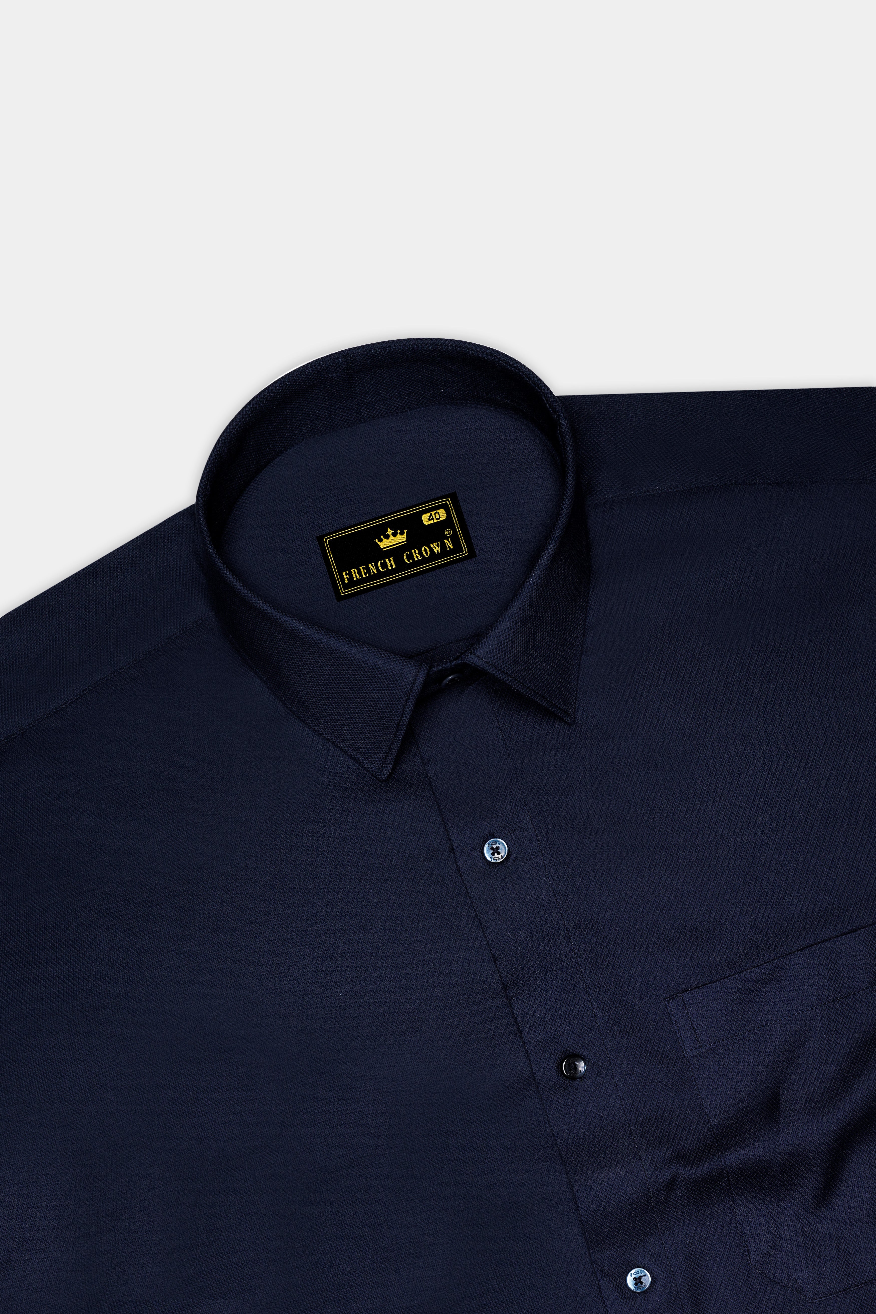 Ebony Blue Dobby Textured Premium Giza Cotton Shirt