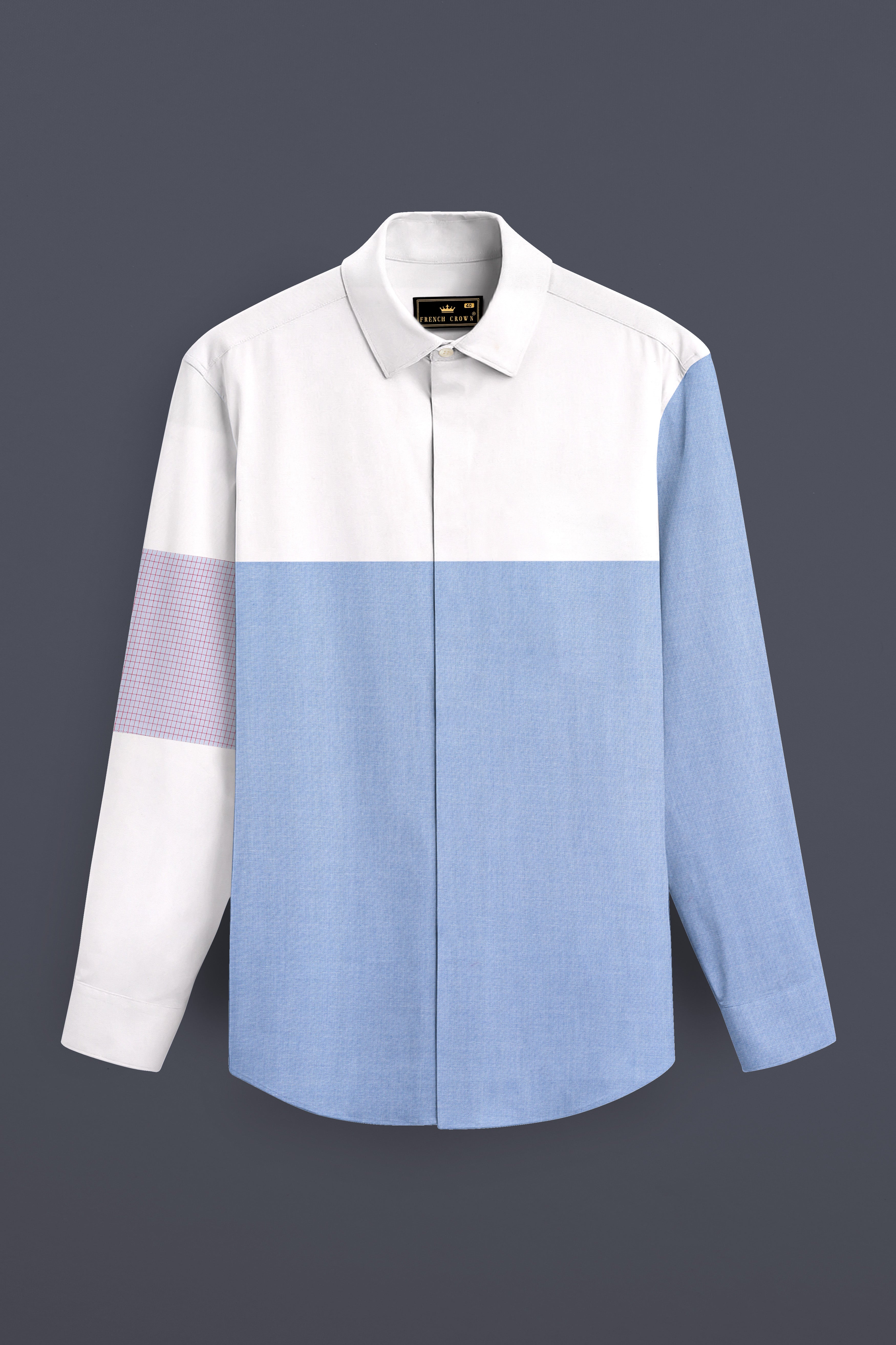 Perano Blue and White Premium Cotton Designer Shirt