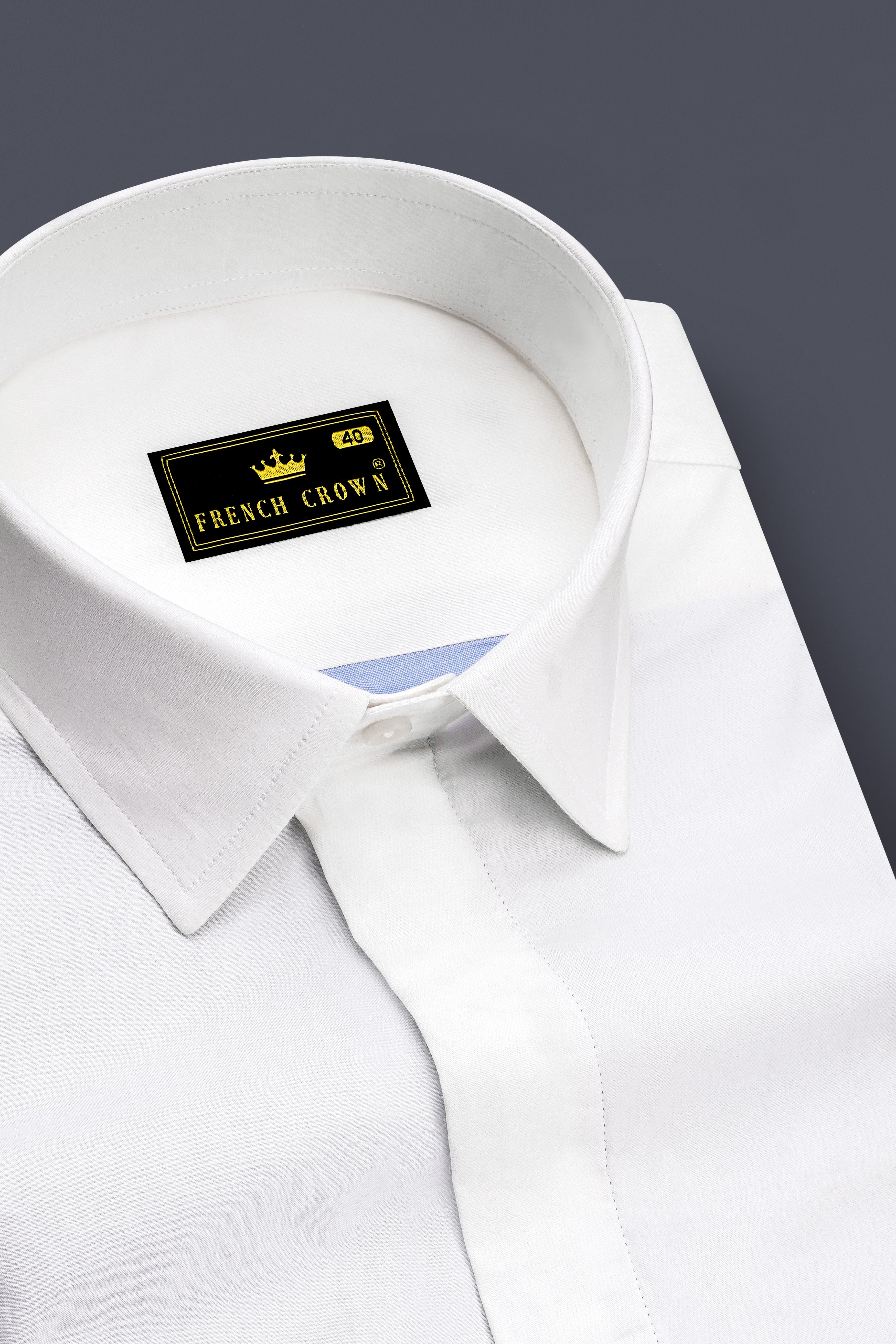 Perano Blue and White Premium Cotton Designer Shirt
