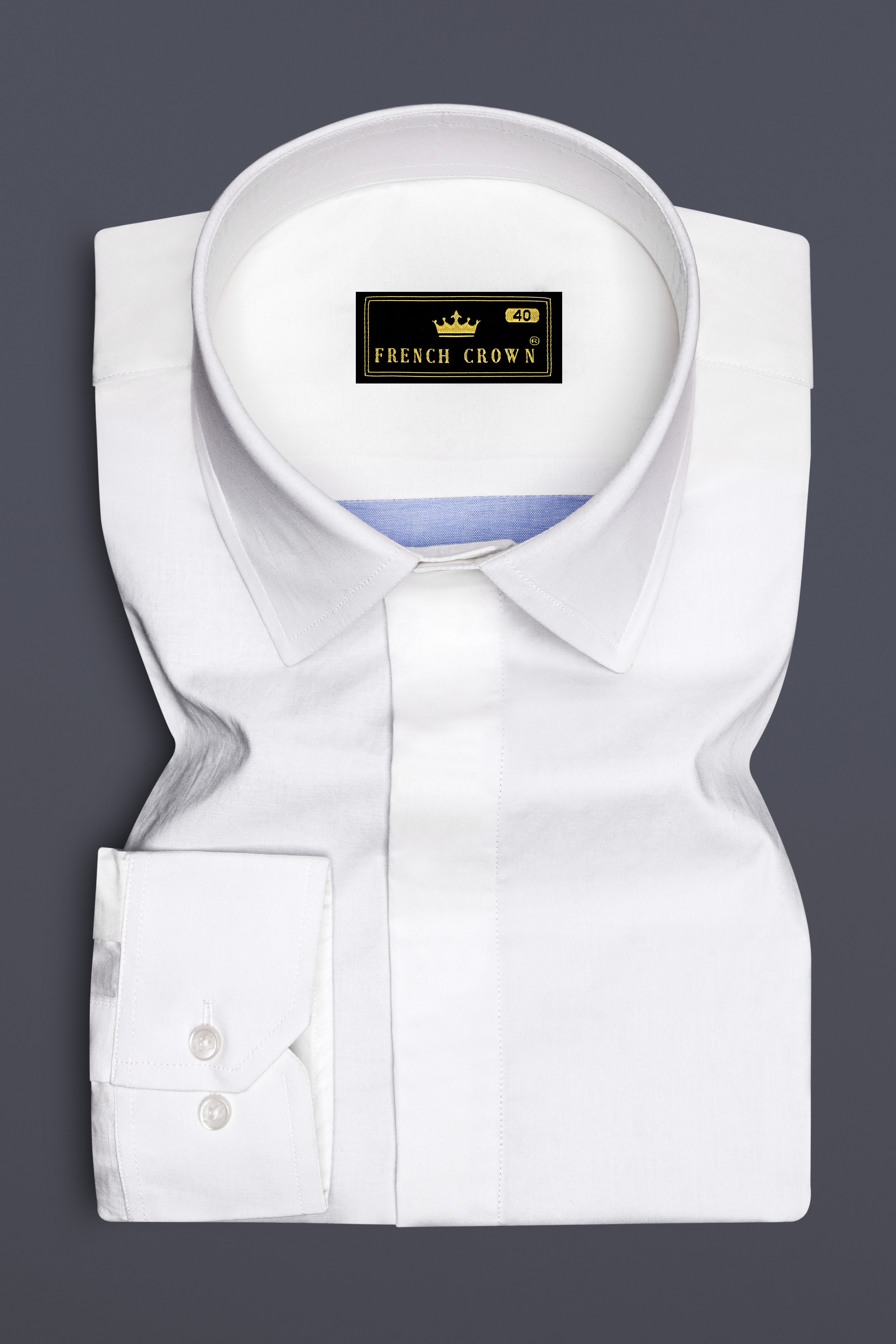 Perano Blue and White Premium Cotton Designer Shirt
