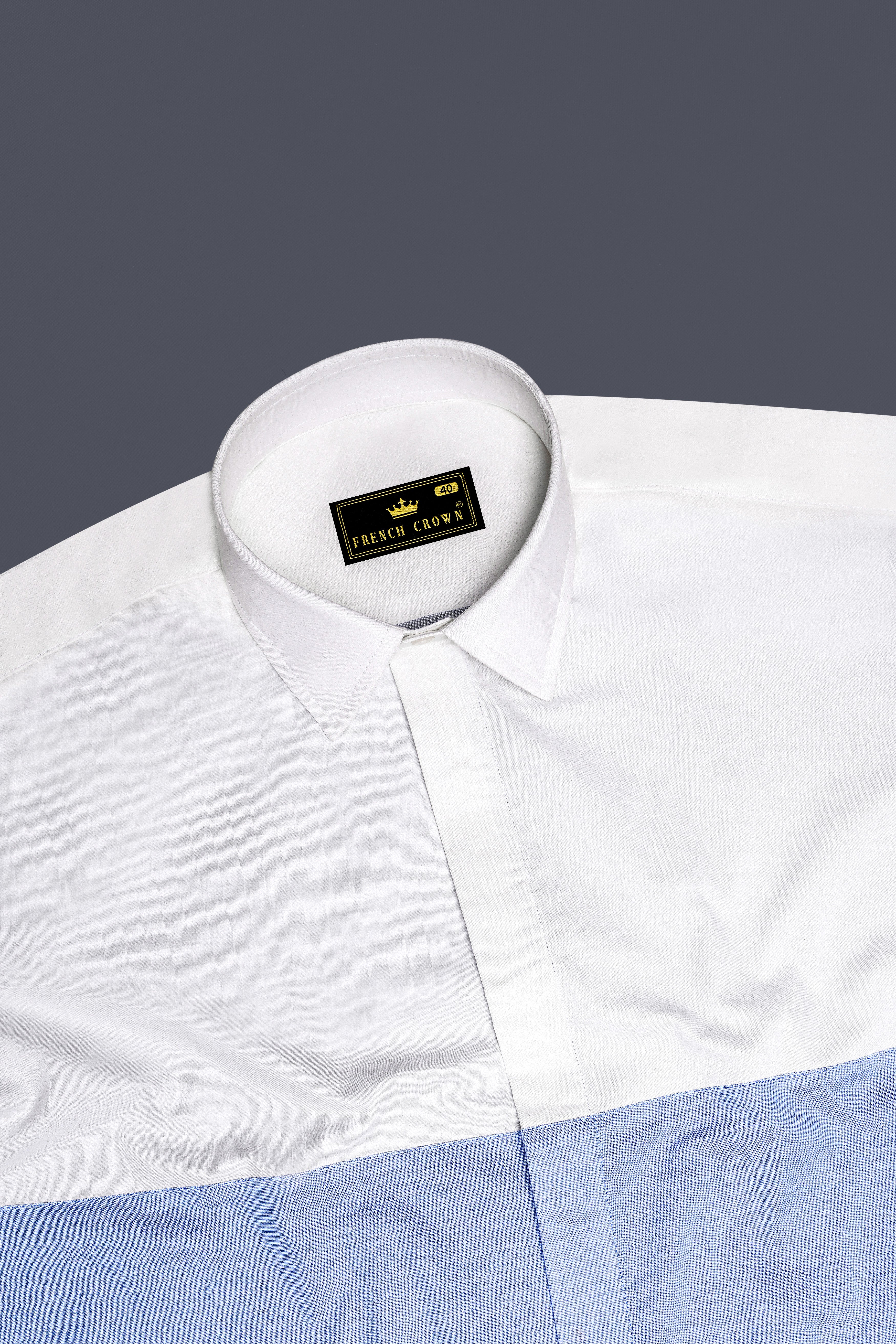 Perano Blue and White Premium Cotton Designer Shirt