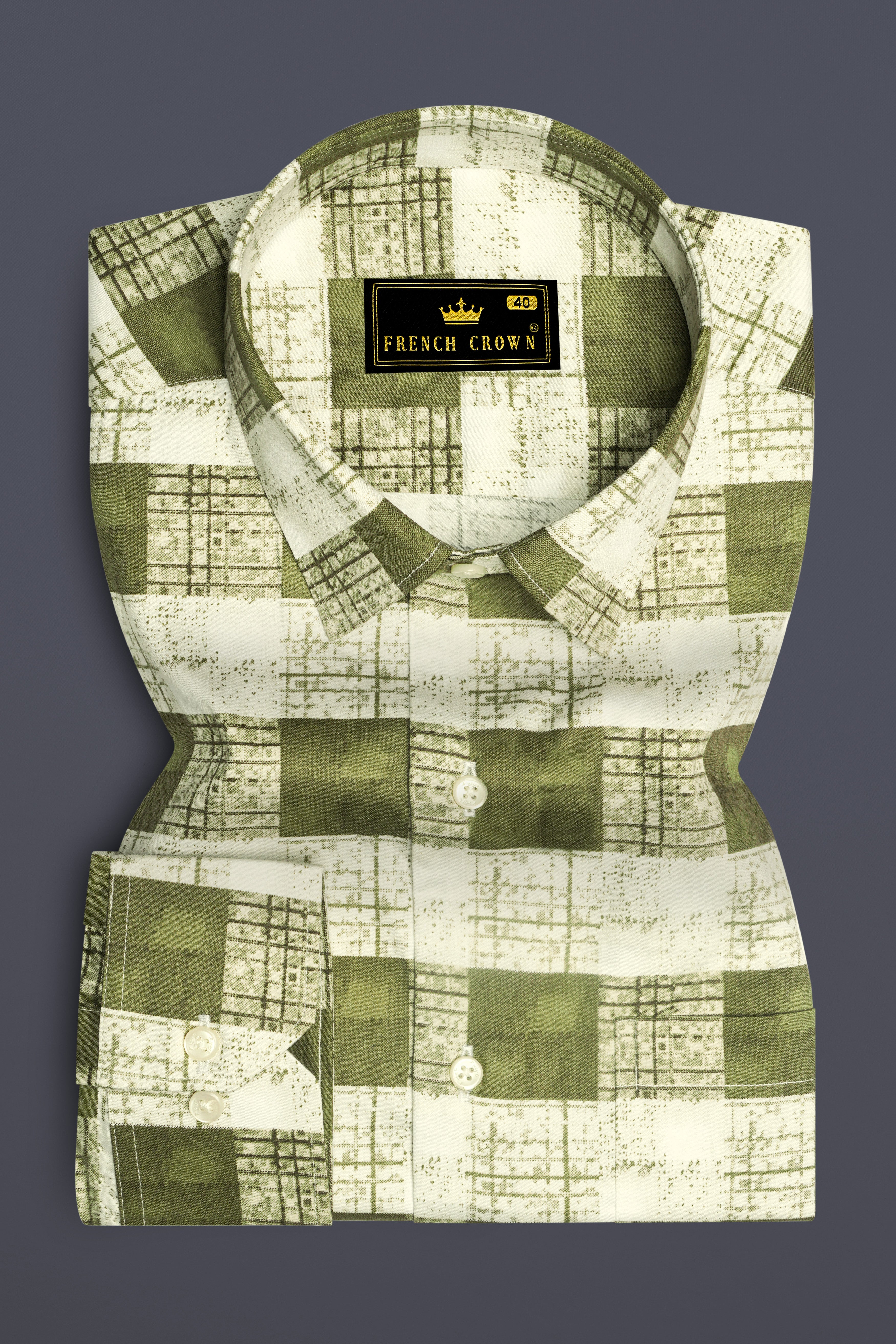 Porcelain Cream with Moccasin Green Super Soft Premium Cotton Shirt