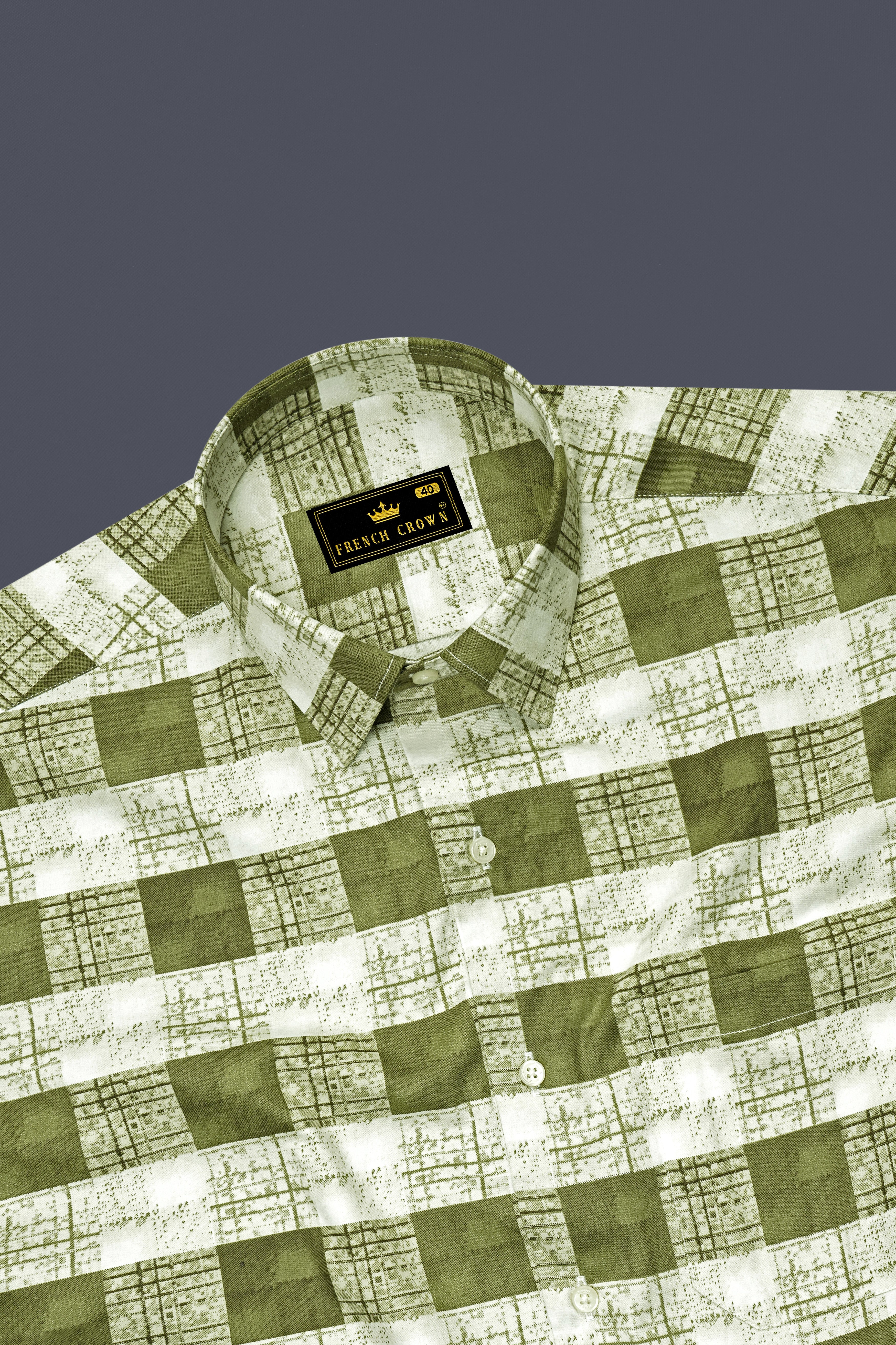 Porcelain Cream with Moccasin Green Super Soft Premium Cotton Shirt