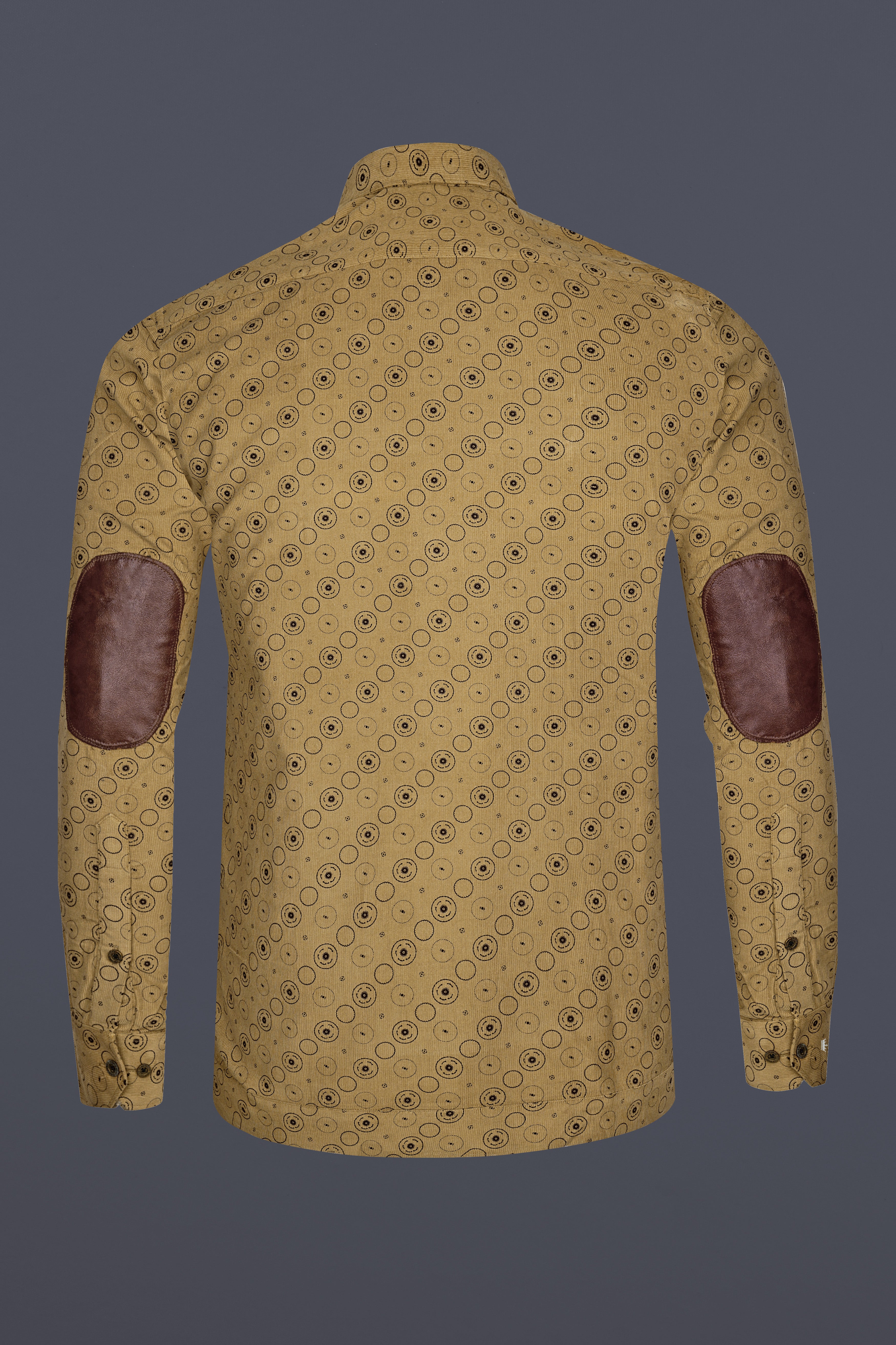 Dark Beige and Eclipse Brown Textured with Patchwork Corduroy Designer Shirt