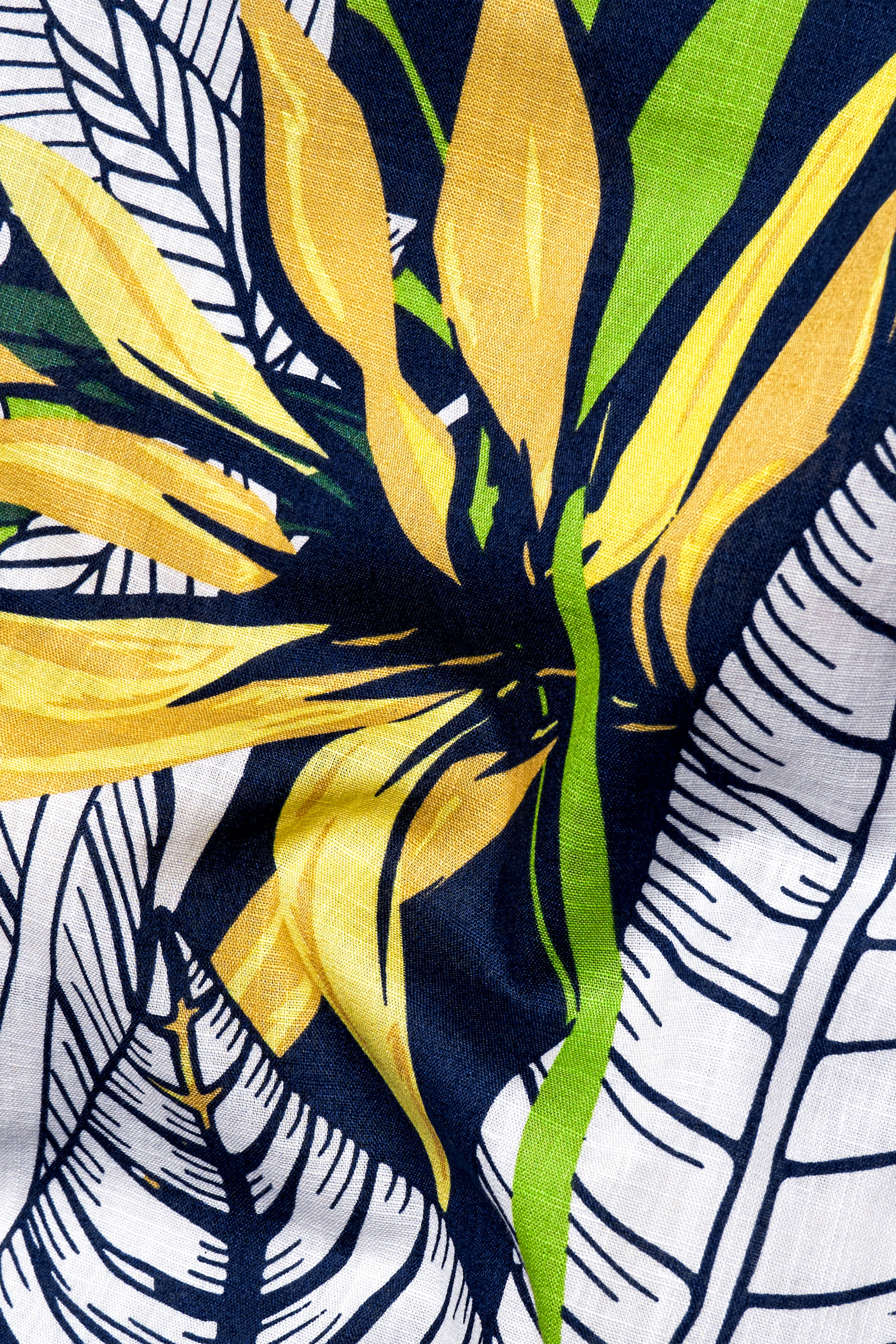 Blue Multicolour Tropical Printed Premium Cotton Shirt