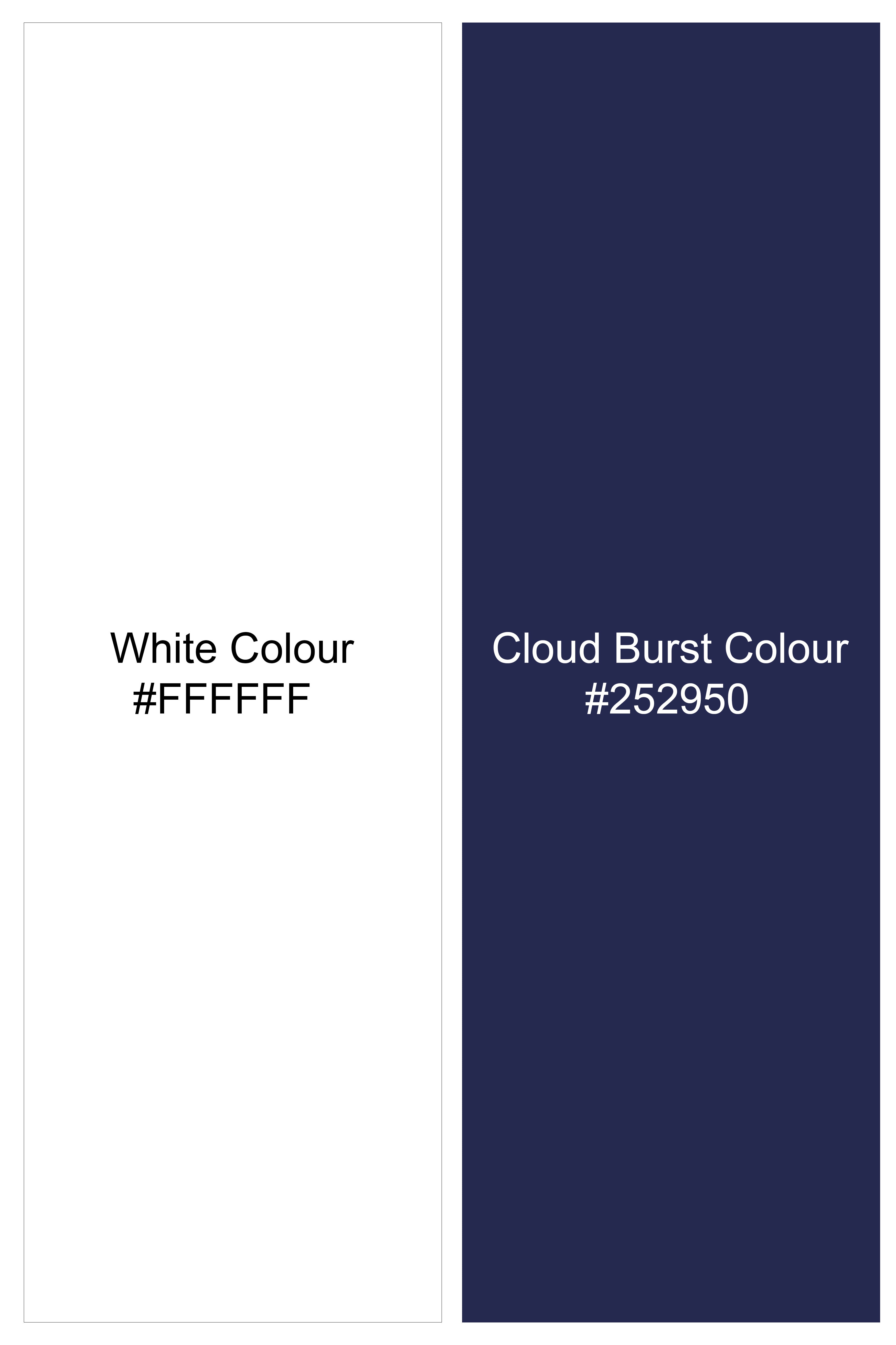 Bright White Keys Printed with Locks Hand Painted Royal Oxford Designer Shirt