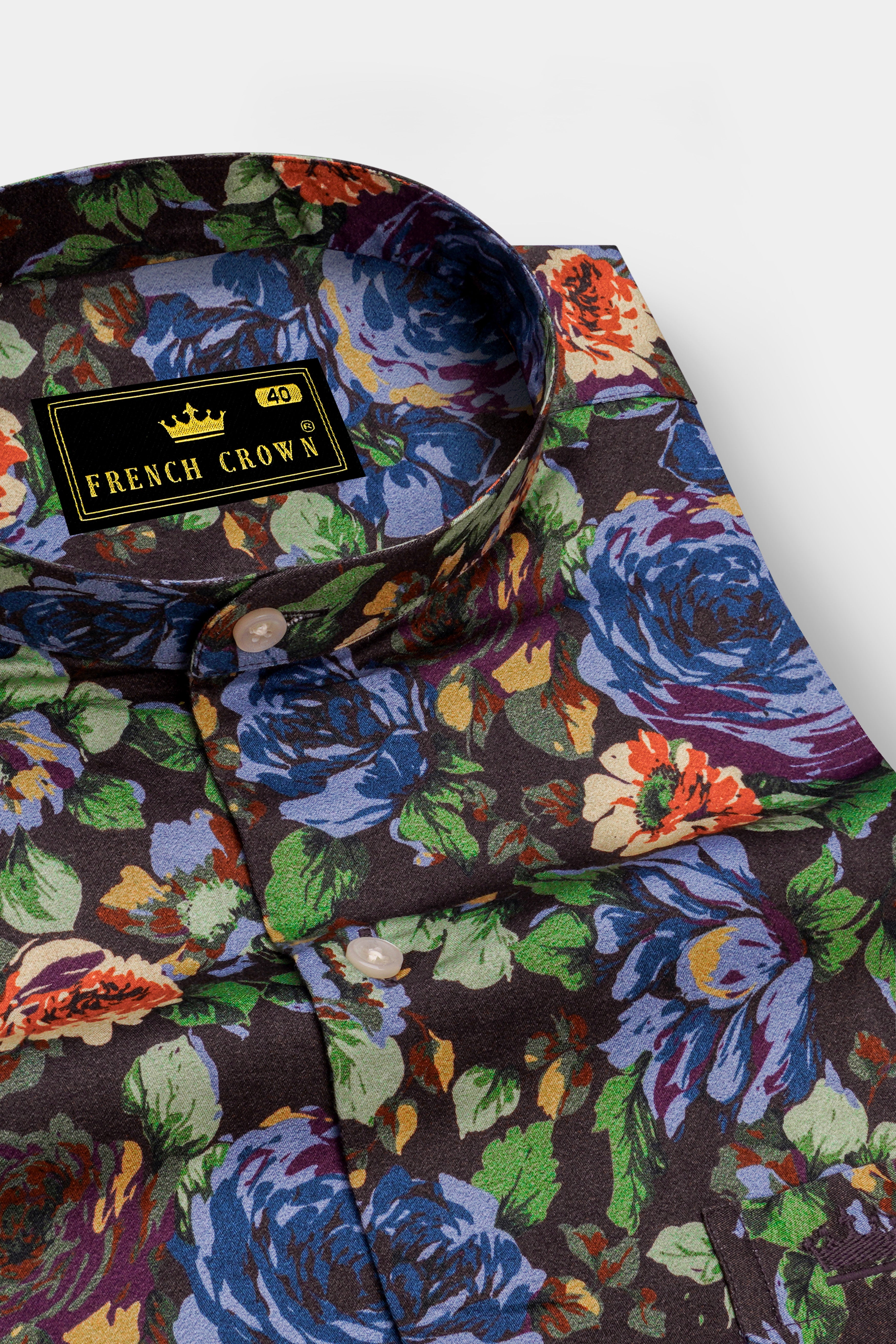 Matterhorn Brown with Multicolour Floral Printed Super Soft Premium Cotton Shirt