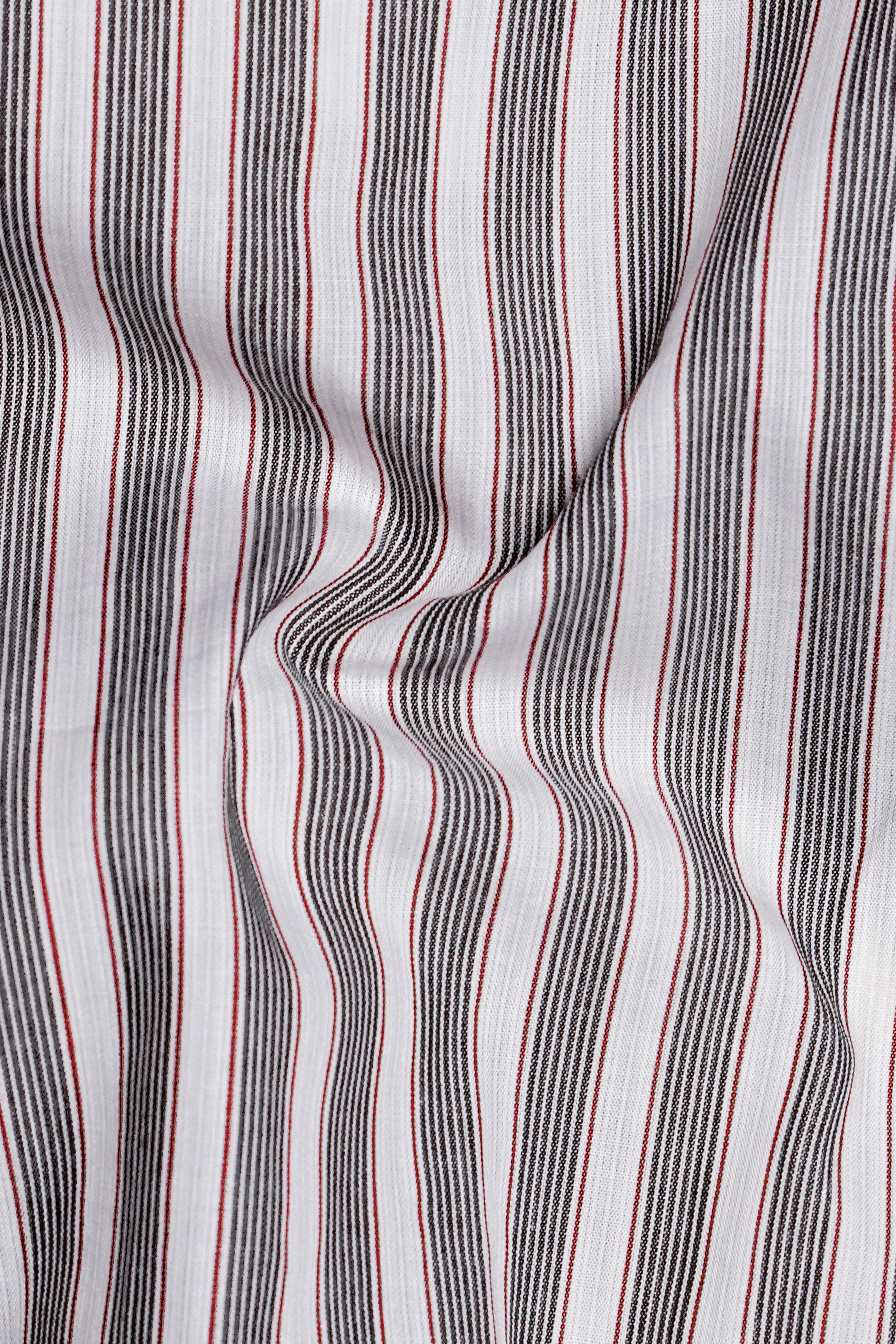 Bright White with Black Striped Premium Cotton Designer Shirt