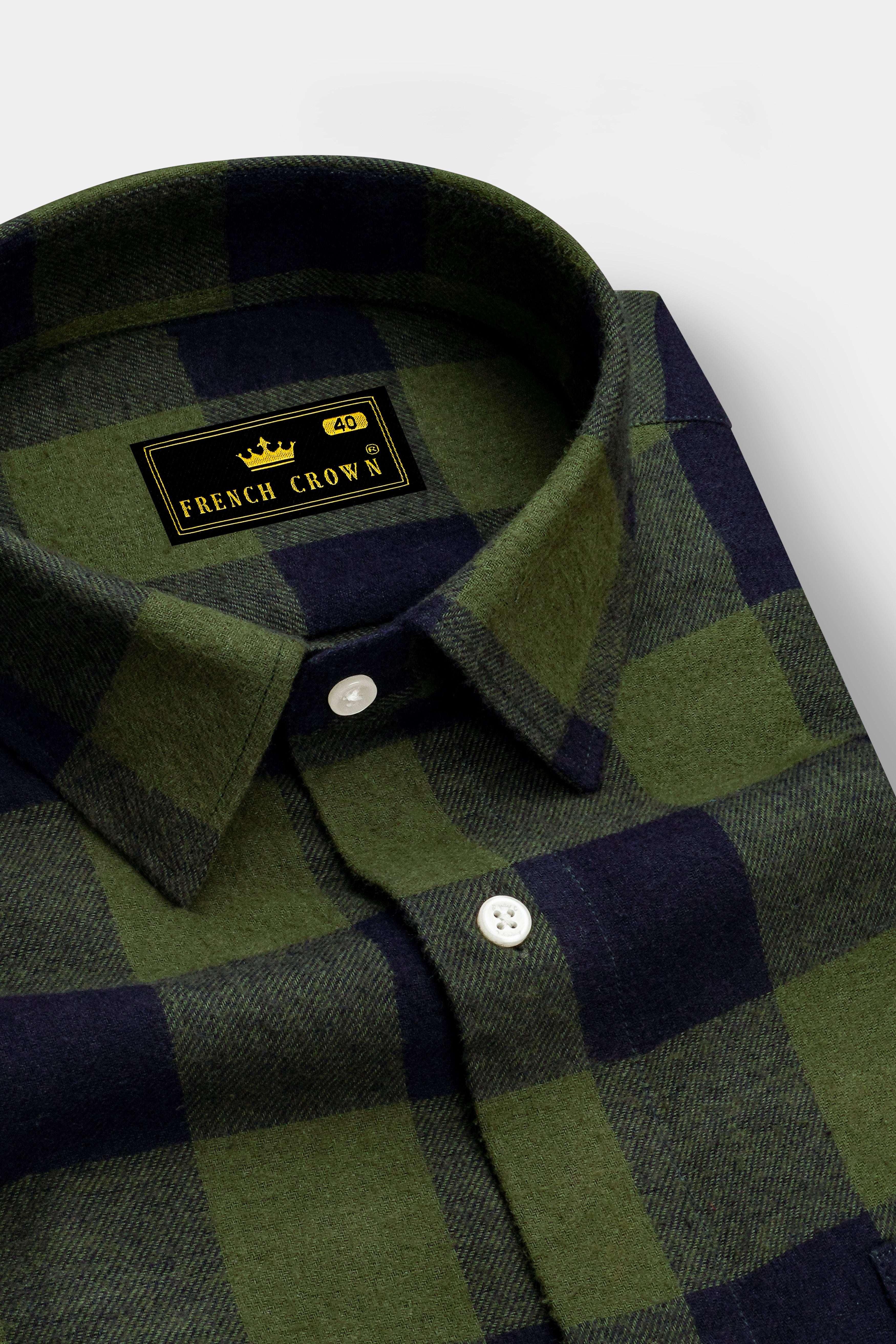 Finch Green with Charade Gray Checked Flannel Overshirt/Shacket