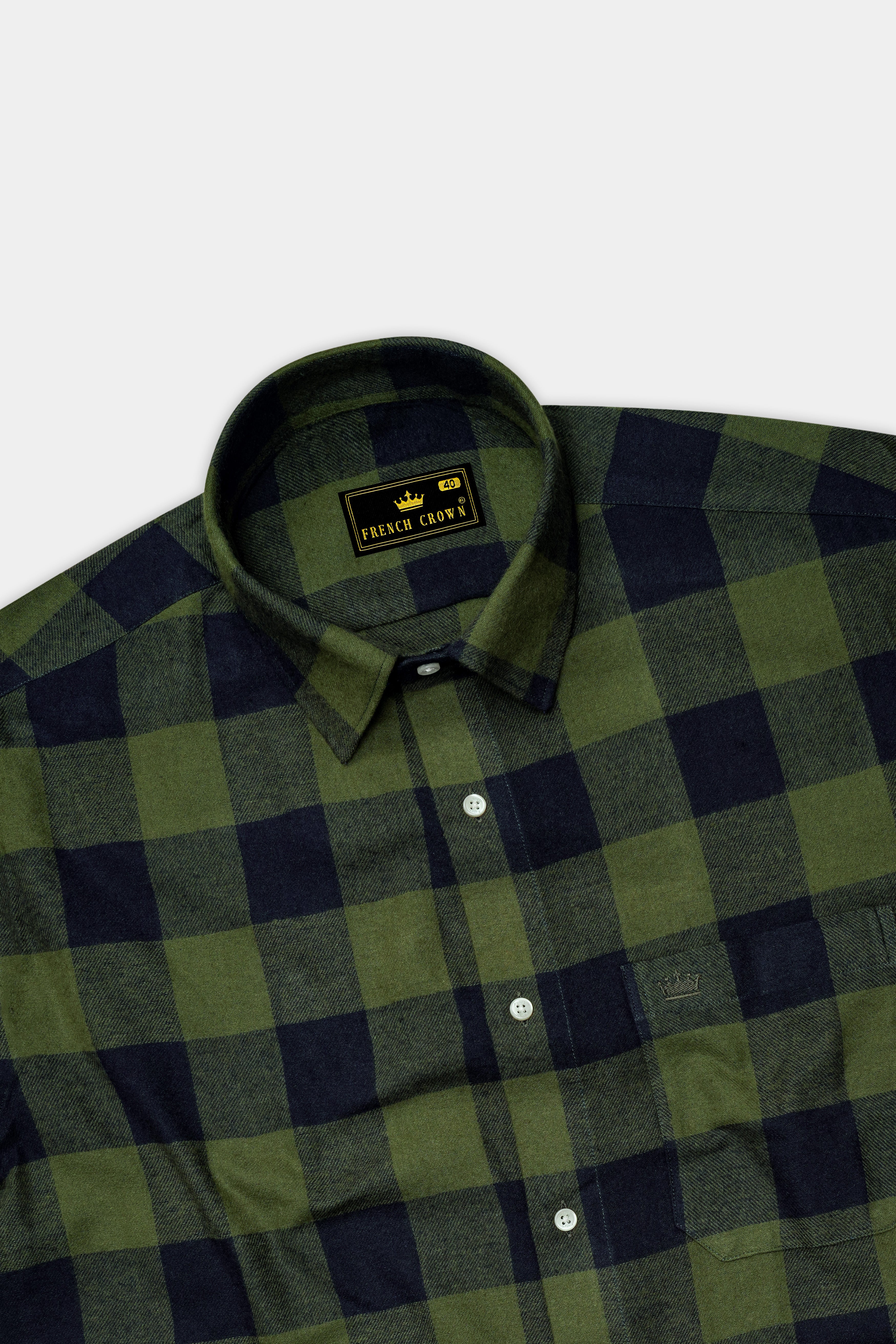 Finch Green with Charade Gray Checked Flannel Overshirt/Shacket