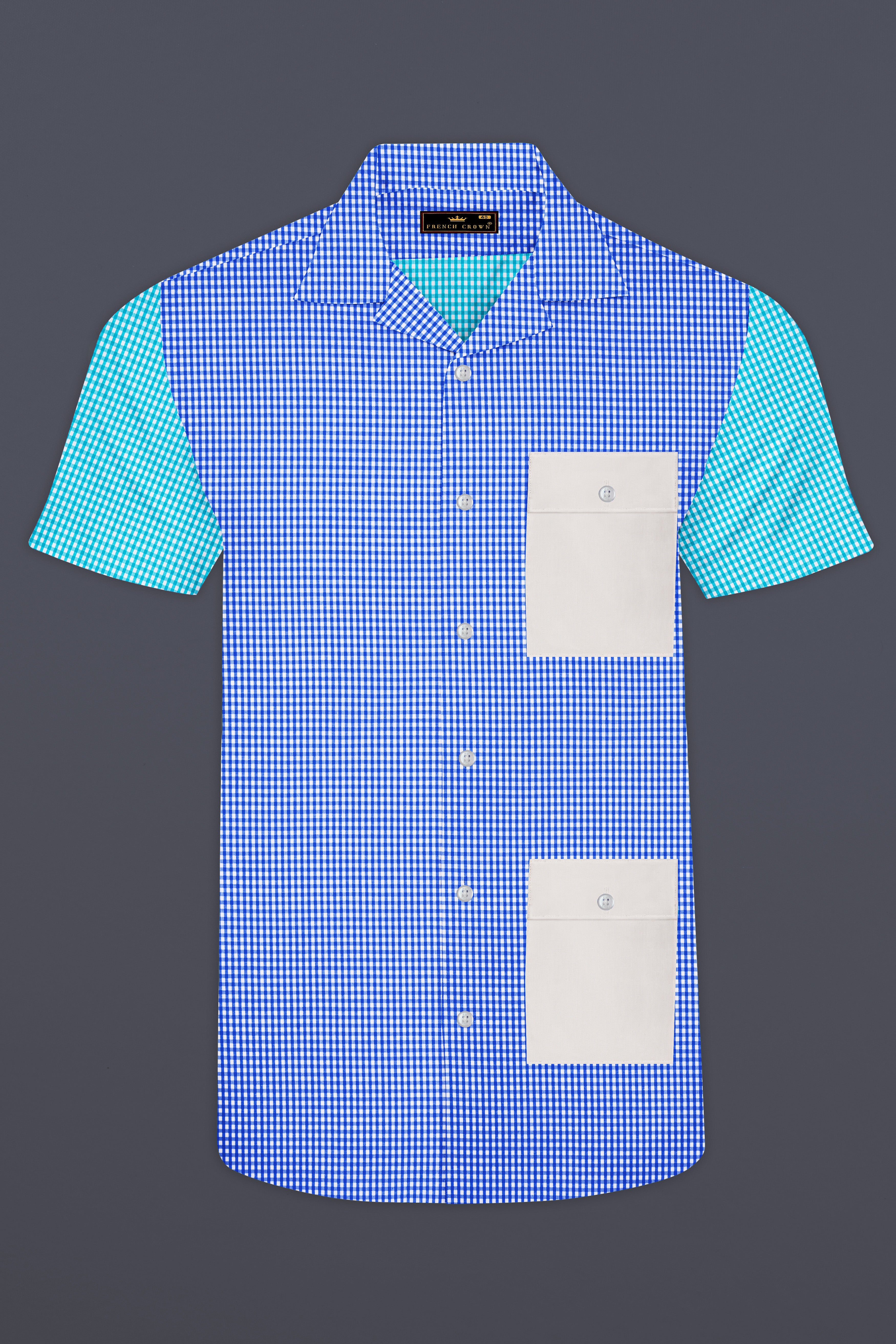 Persian Blue and White Checkered Premium Cotton Designer Shirt
