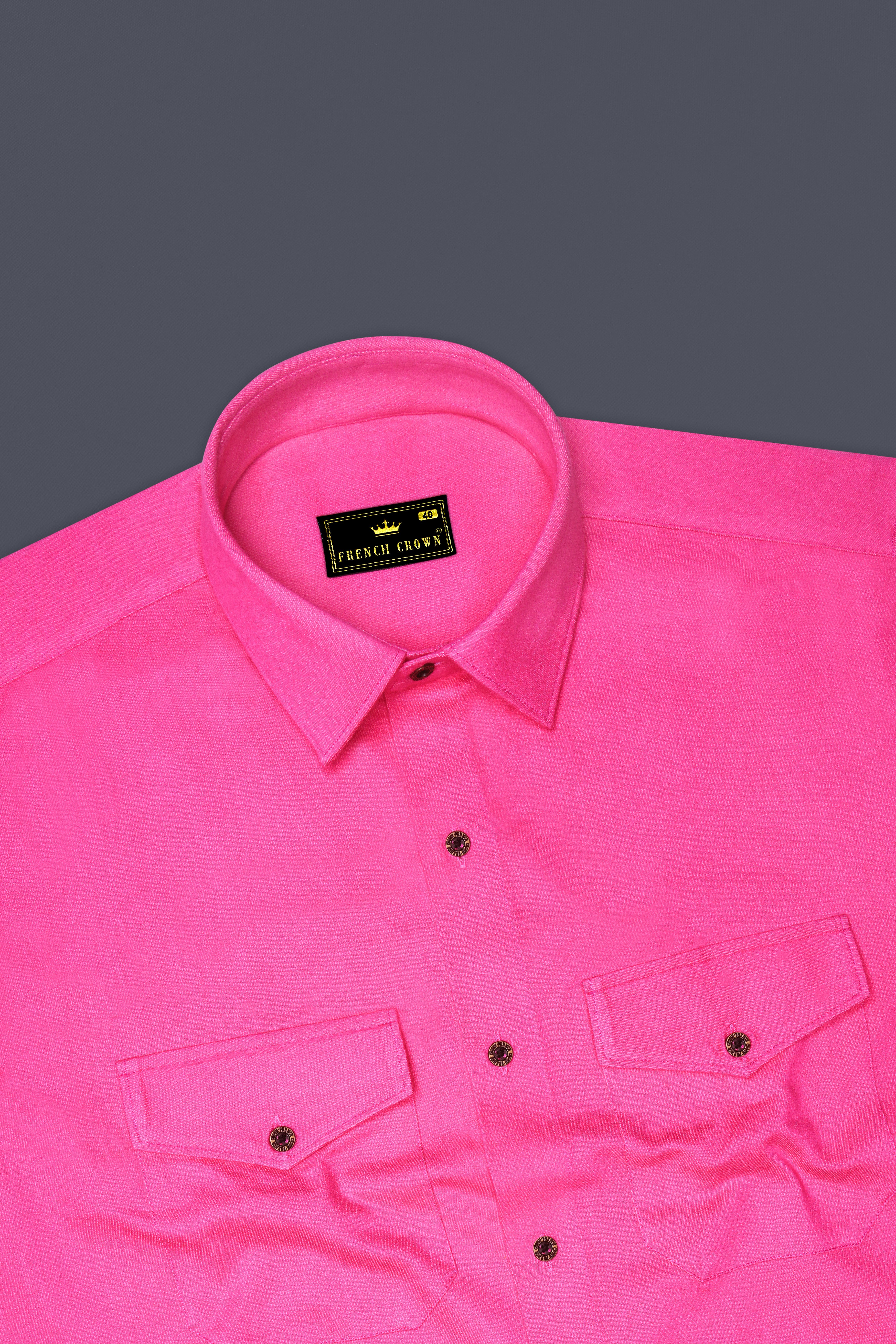 Deep Blush Pink Denim Overshirt/Shacket