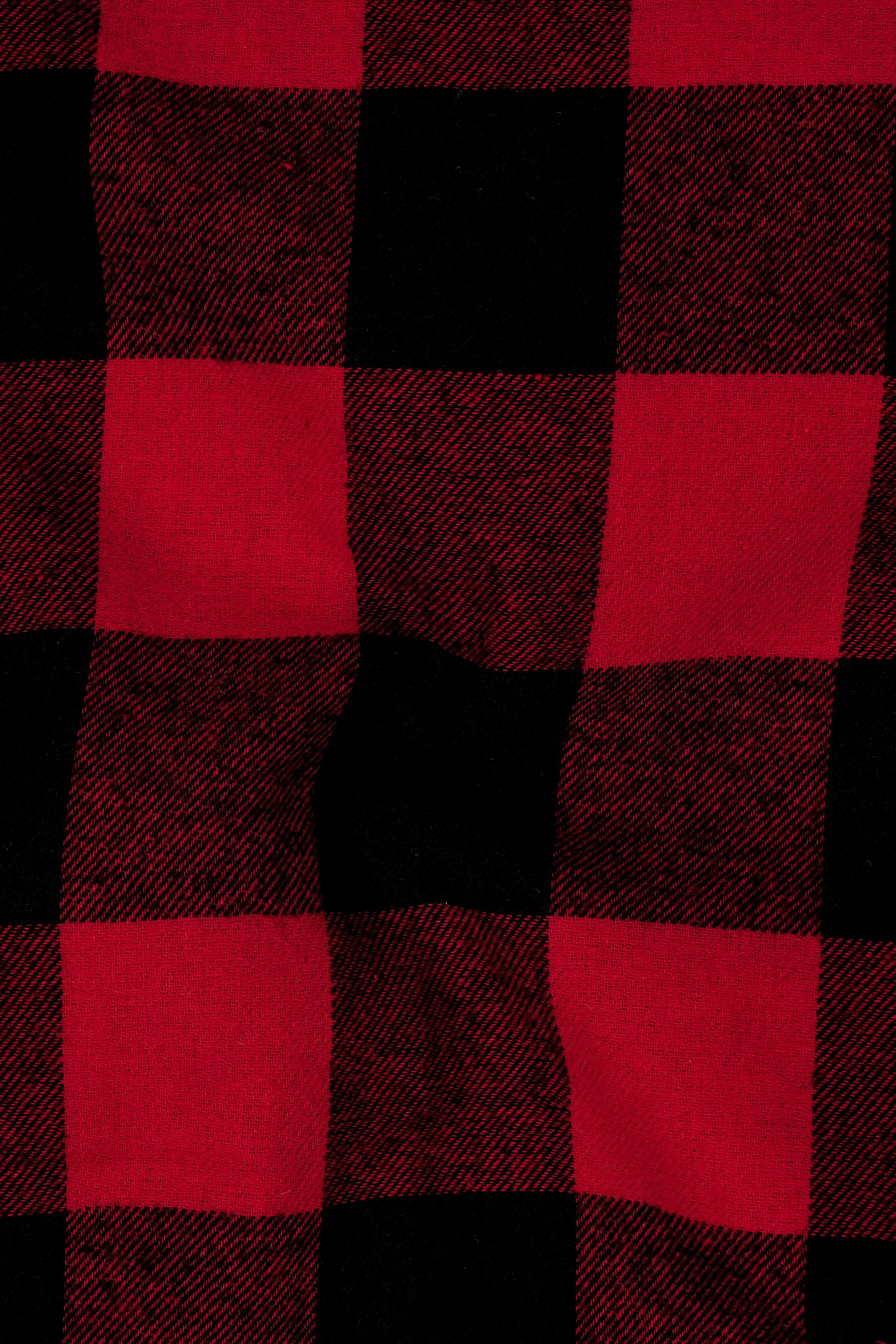 Shiraz Red and Black Checked Flannel Designer Overshirt/Shacket