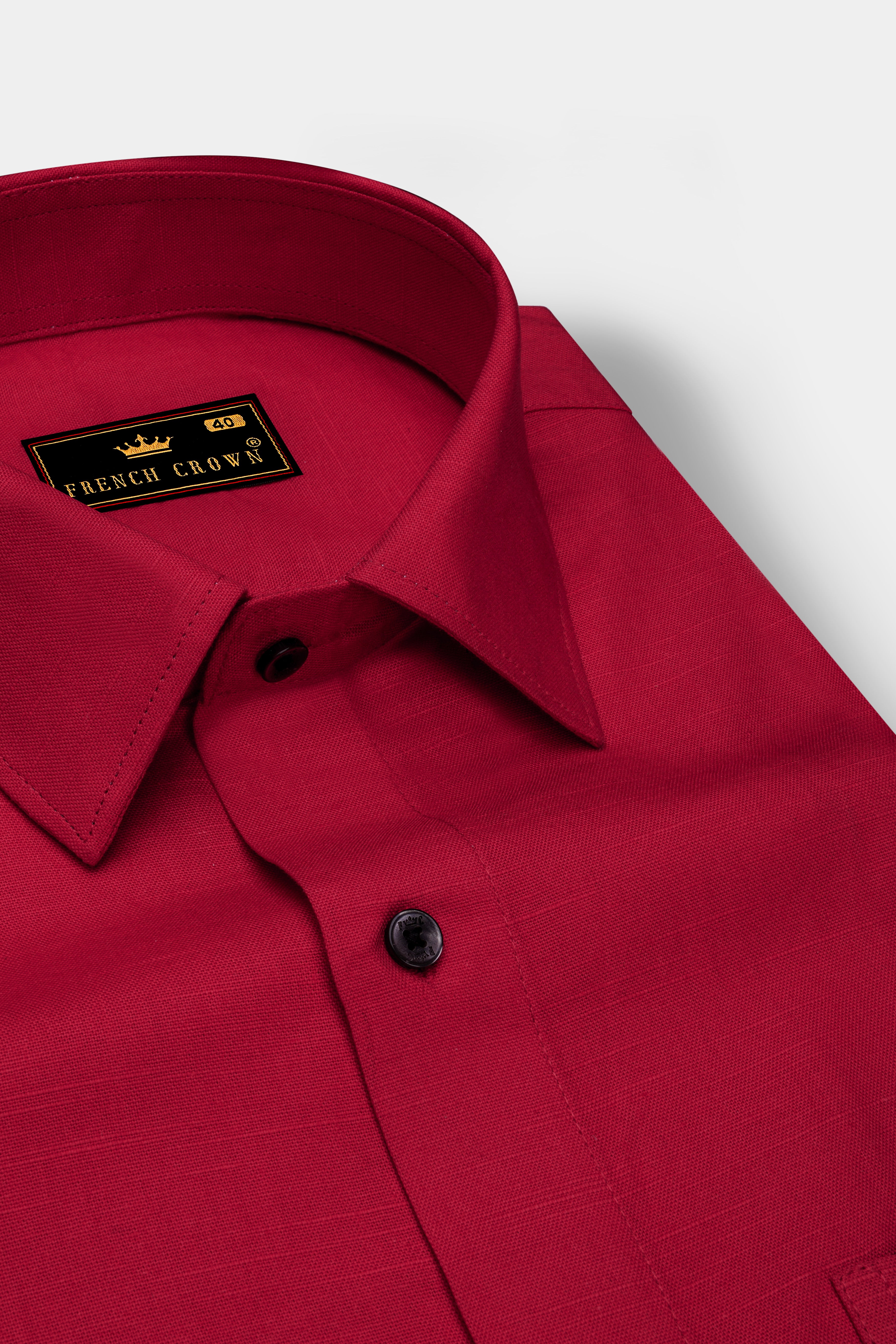 Cardinal Red Luxurious Linen Shirt
