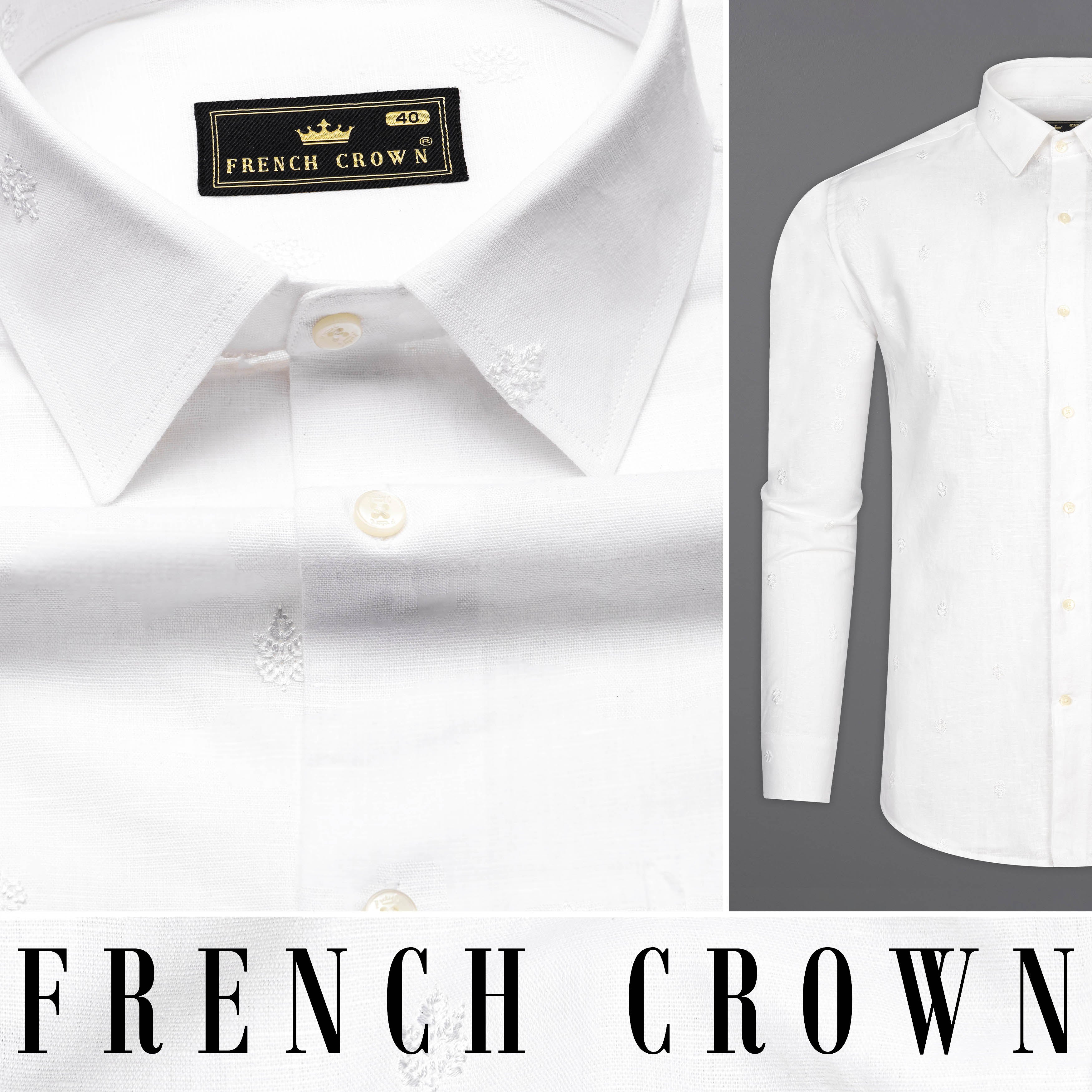 Bright White Embroidered Luxurious Linen Shirt