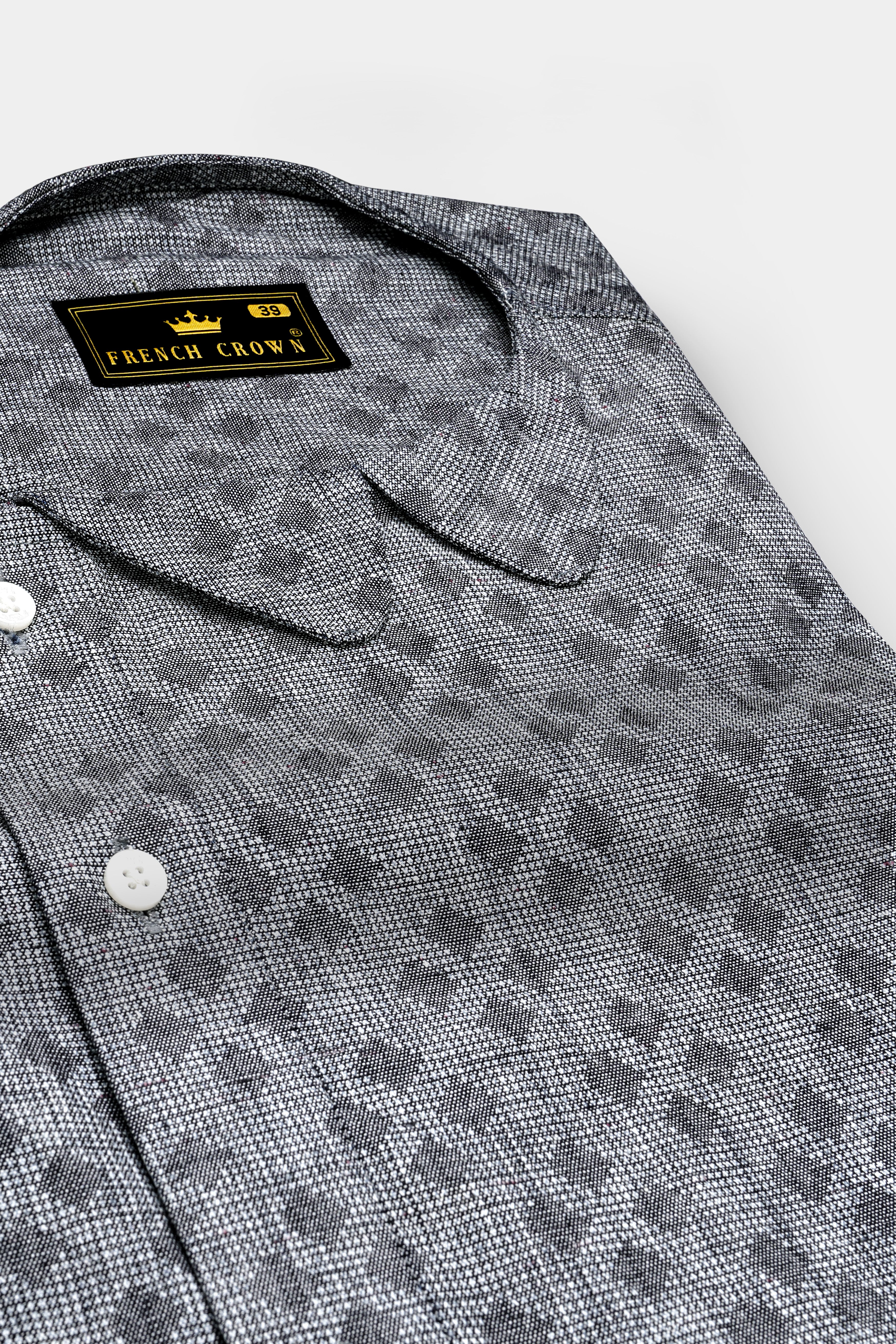 Regent Gray Dobby Textured Premium Giza Cotton Designer Shirt