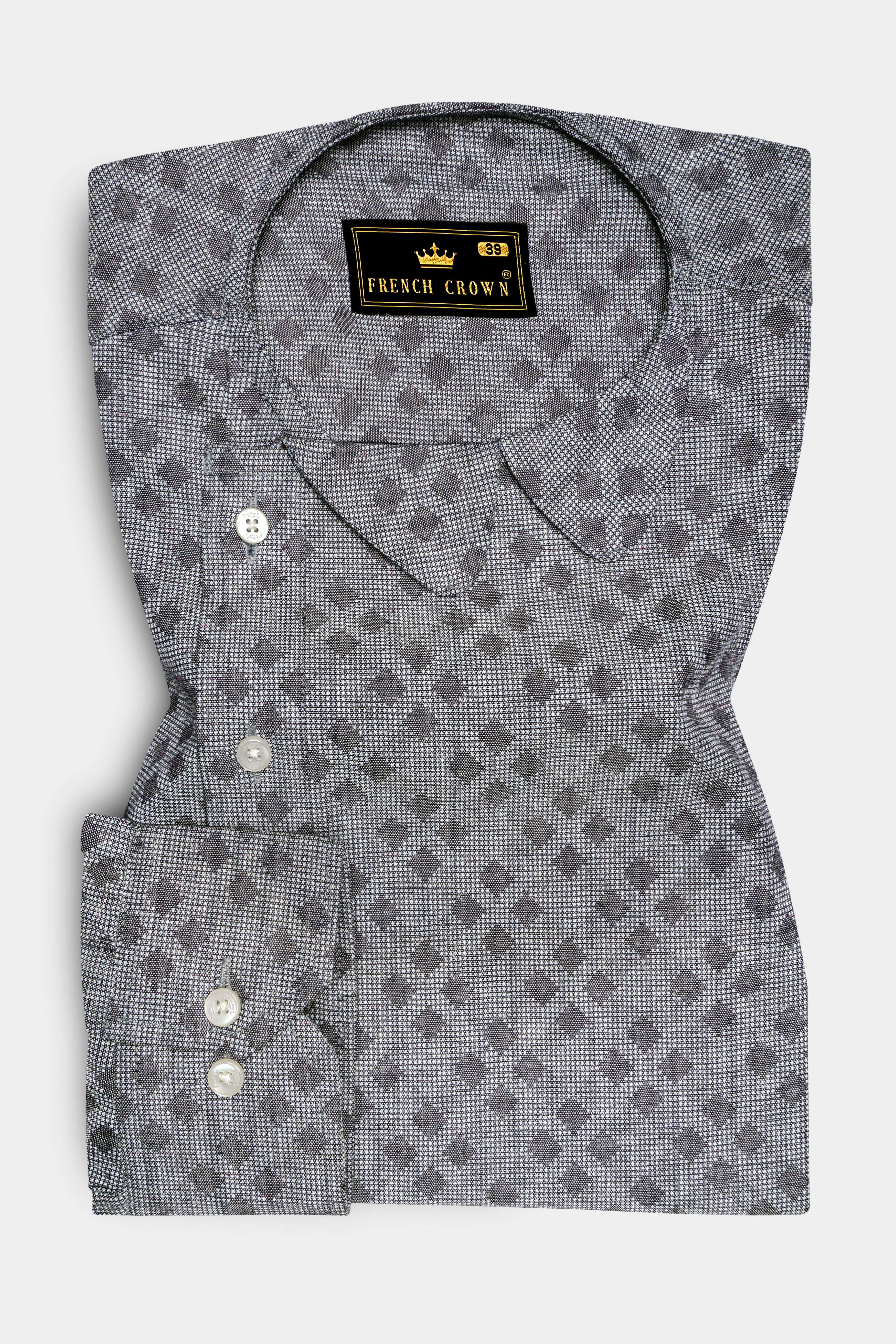 Regent Gray Dobby Textured Premium Giza Cotton Designer Shirt