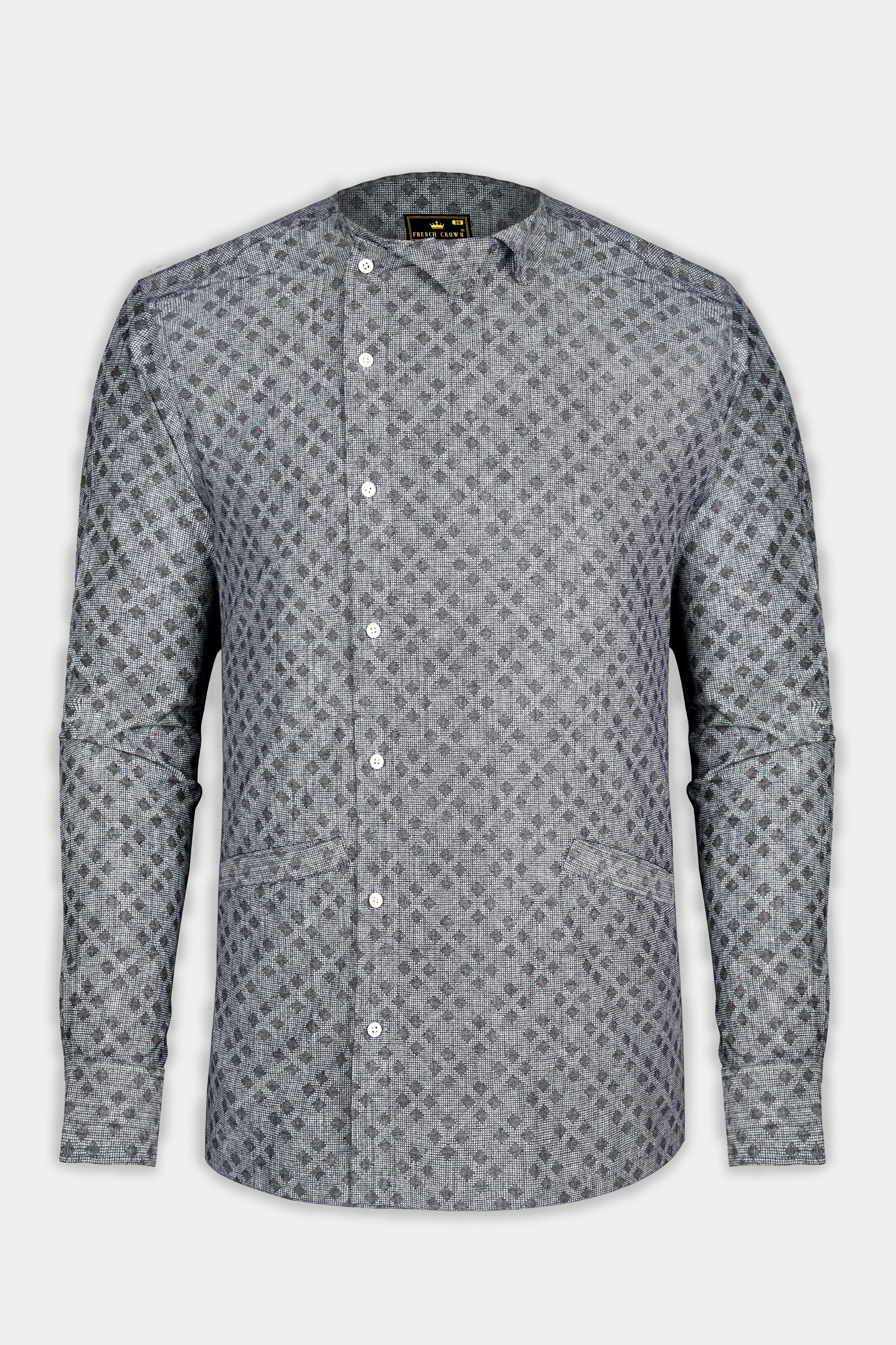 Regent Gray Dobby Textured Premium Giza Cotton Designer Shirt