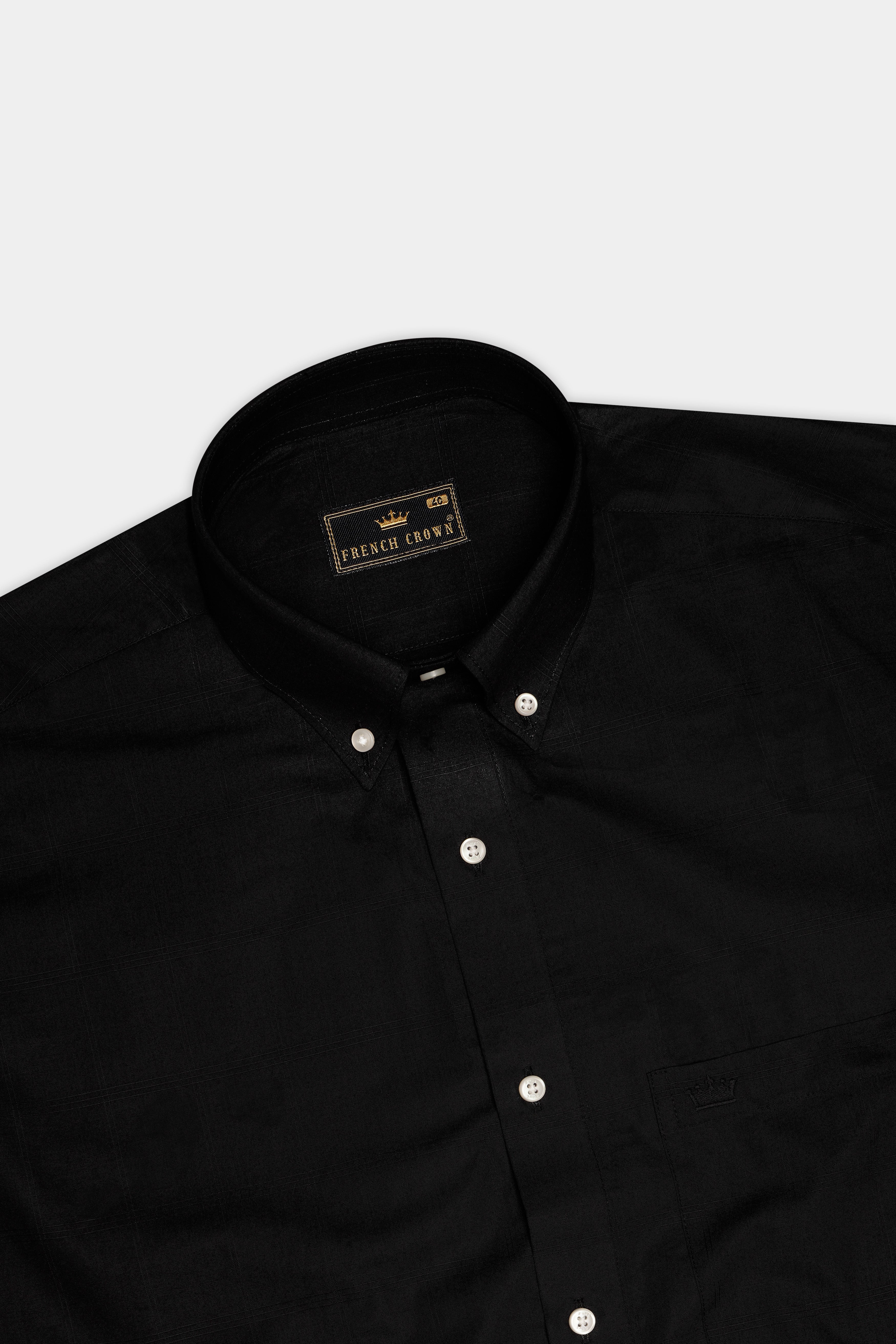 Jade Black Dobby Textured Premium Giza Cotton Shirt