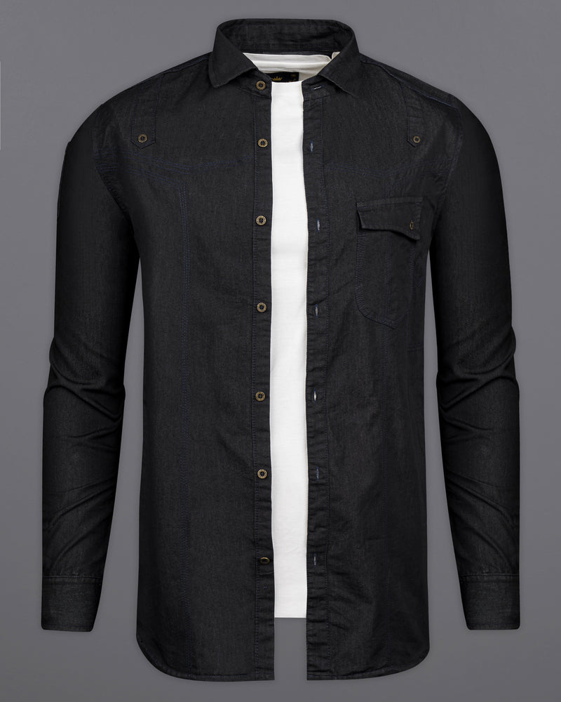 Jade Black Chambray Summer Denim Overshirt/Shacket 9808-MB-OS-38, 9808-MB-OS-H-38, 9808-MB-OS-39, 9808-MB-OS-H-39, 9808-MB-OS-40, 9808-MB-OS-H-40, 9808-MB-OS-42, 9808-MB-OS-H-42, 9808-MB-OS-44, 9808-MB-OS-H-44, 9808-MB-OS-46, 9808-MB-OS-H-46, 9808-MB-OS-48, 9808-MB-OS-H-48, 9808-MB-OS-50, 9808-MB-OS-H-50, 9808-MB-OS-52, 9808-MB-OS-H-52