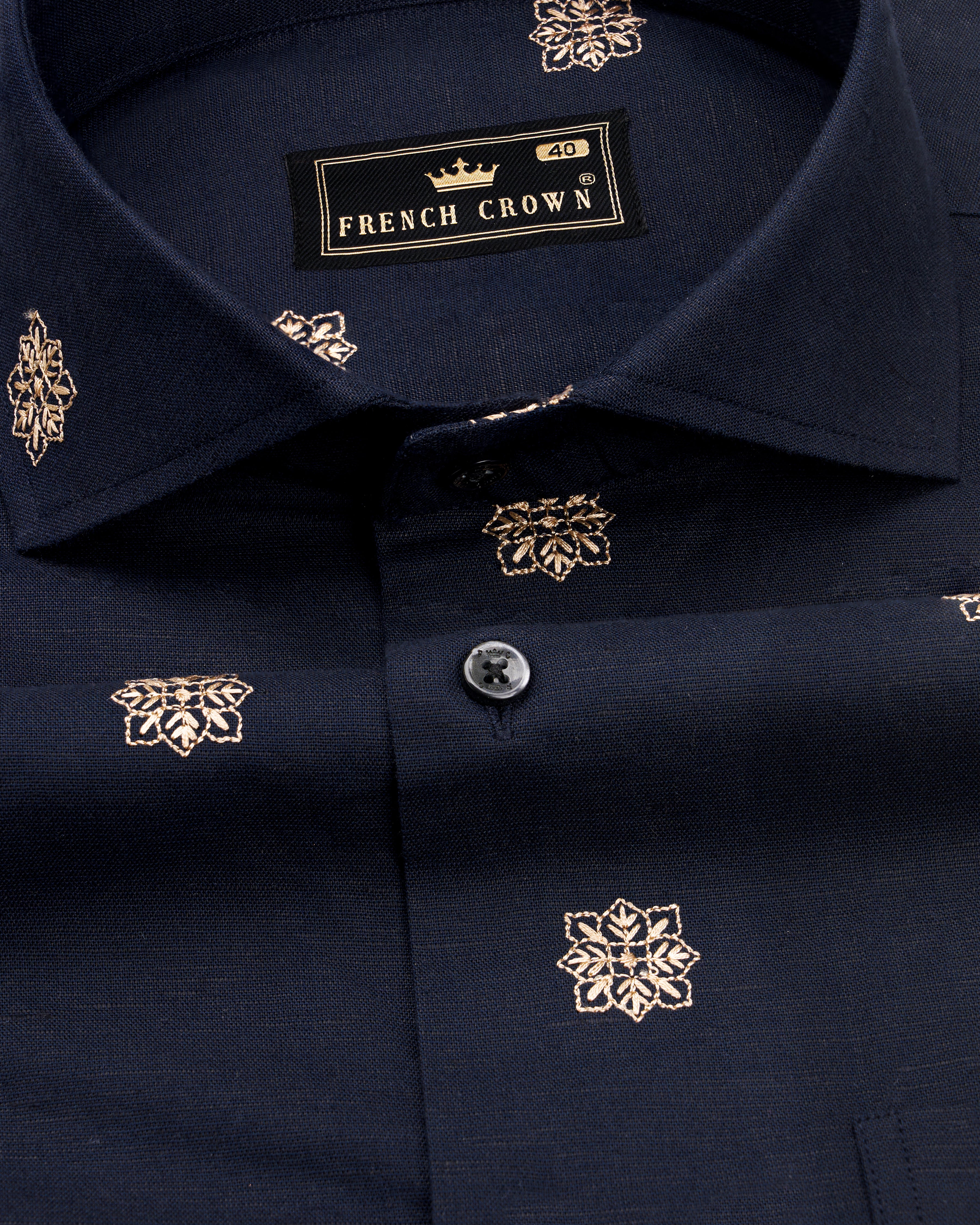 Mirage Navy Blue with Embroidered Luxurious Linen Shirt 9827-CA-BLK-38, 9827-CA-BLK-H-38, 9827-CA-BLK-39, 9827-CA-BLK-H-39, 9827-CA-BLK-40, 9827-CA-BLK-H-40, 9827-CA-BLK-42, 9827-CA-BLK-H-42, 9827-CA-BLK-44, 9827-CA-BLK-H-44, 9827-CA-BLK-46, 9827-CA-BLK-H-46, 9827-CA-BLK-48, 9827-CA-BLK-H-48, 9827-CA-BLK-50, 9827-CA-BLK-H-50, 9827-CA-BLK-52, 9827-CA-BLK-H-52