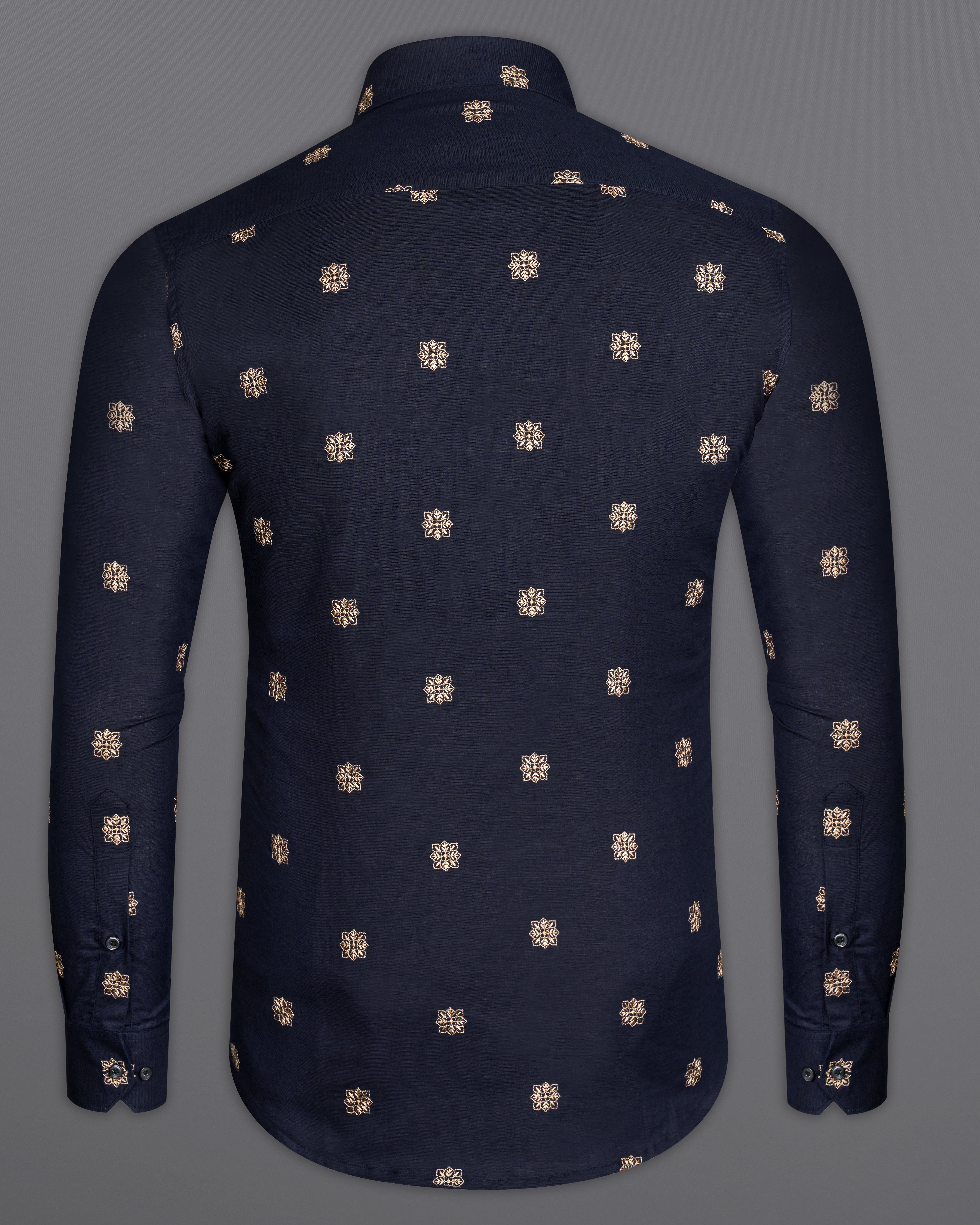 Mirage Navy Blue with Embroidered Luxurious Linen Shirt 9827-CA-BLK-38, 9827-CA-BLK-H-38, 9827-CA-BLK-39, 9827-CA-BLK-H-39, 9827-CA-BLK-40, 9827-CA-BLK-H-40, 9827-CA-BLK-42, 9827-CA-BLK-H-42, 9827-CA-BLK-44, 9827-CA-BLK-H-44, 9827-CA-BLK-46, 9827-CA-BLK-H-46, 9827-CA-BLK-48, 9827-CA-BLK-H-48, 9827-CA-BLK-50, 9827-CA-BLK-H-50, 9827-CA-BLK-52, 9827-CA-BLK-H-52