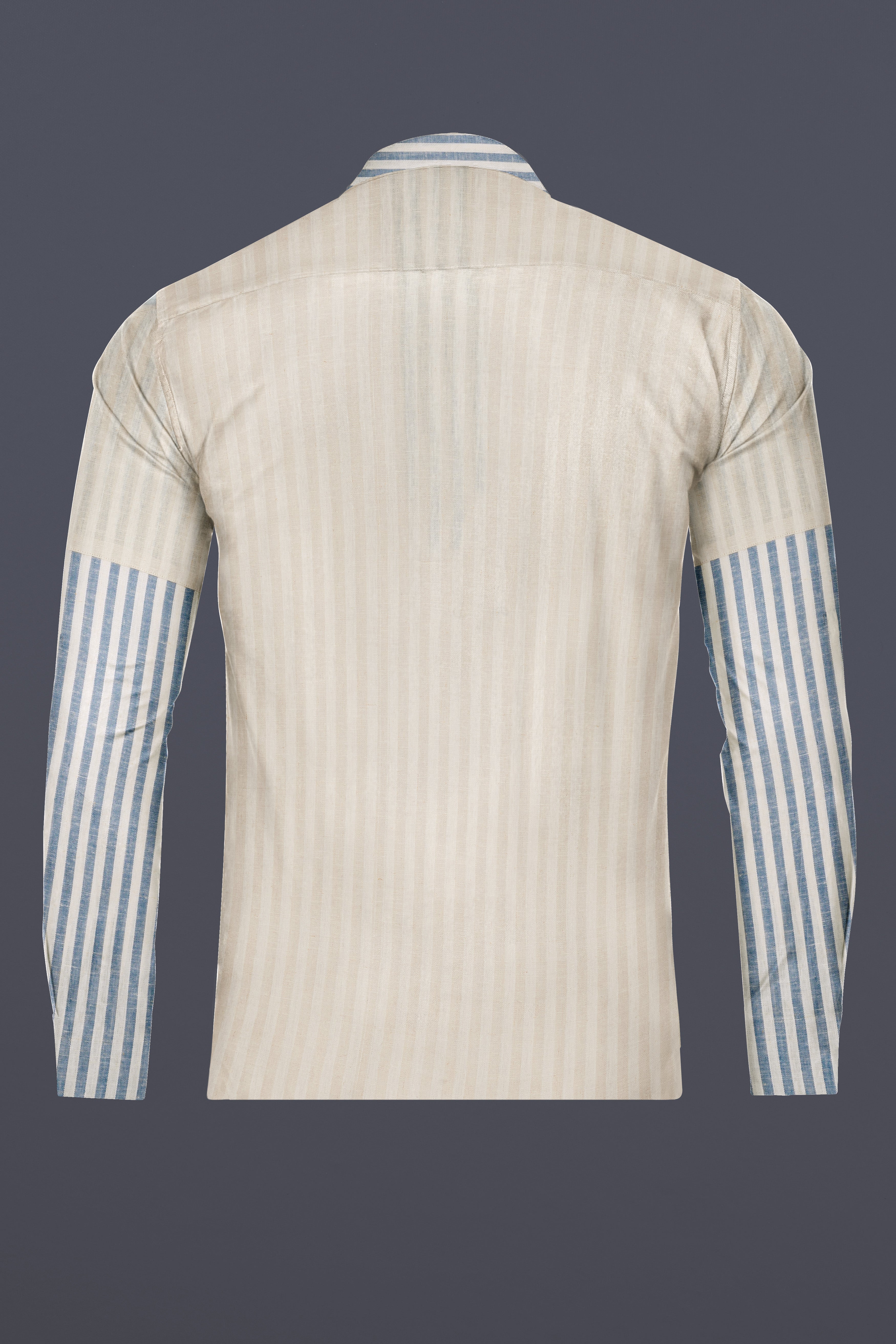 Wheatfield Beige and White Striped Luxurious Linen Designer Shirt