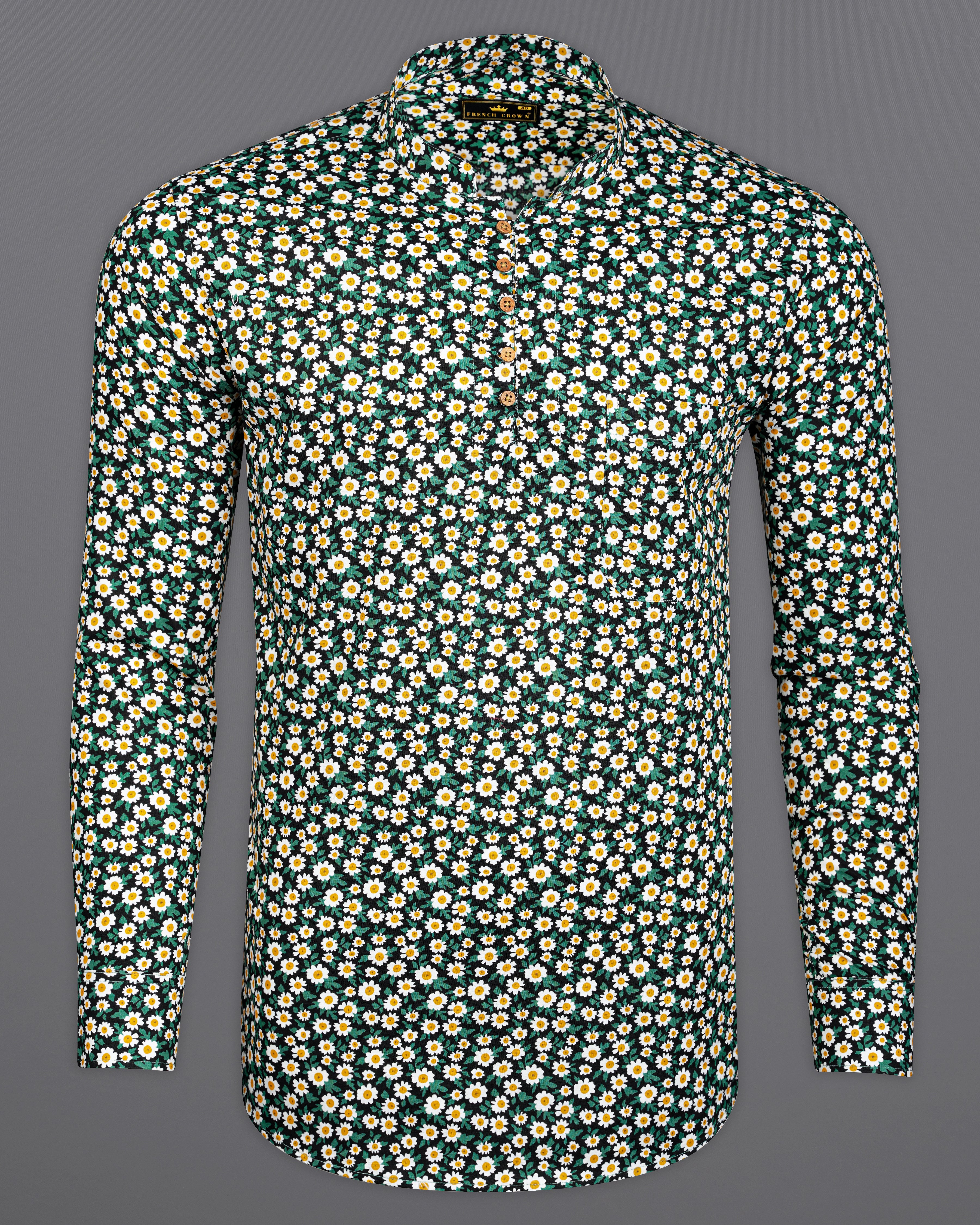 Jewel Green and White Multicolour Ditsy Printed Premium Cotton Kurta Shirt 9845-KS-38, 9845-KS-H-38, 9845-KS-39, 9845-KS-H-39, 9845-KS-40, 9845-KS-H-40, 9845-KS-42, 9845-KS-H-42, 9845-KS-44, 9845-KS-H-44, 9845-KS-46, 9845-KS-H-46, 9845-KS-48, 9845-KS-H-48, 9845-KS-50, 9845-KS-H-50, 9845-KS-52, 9845-KS-H-52