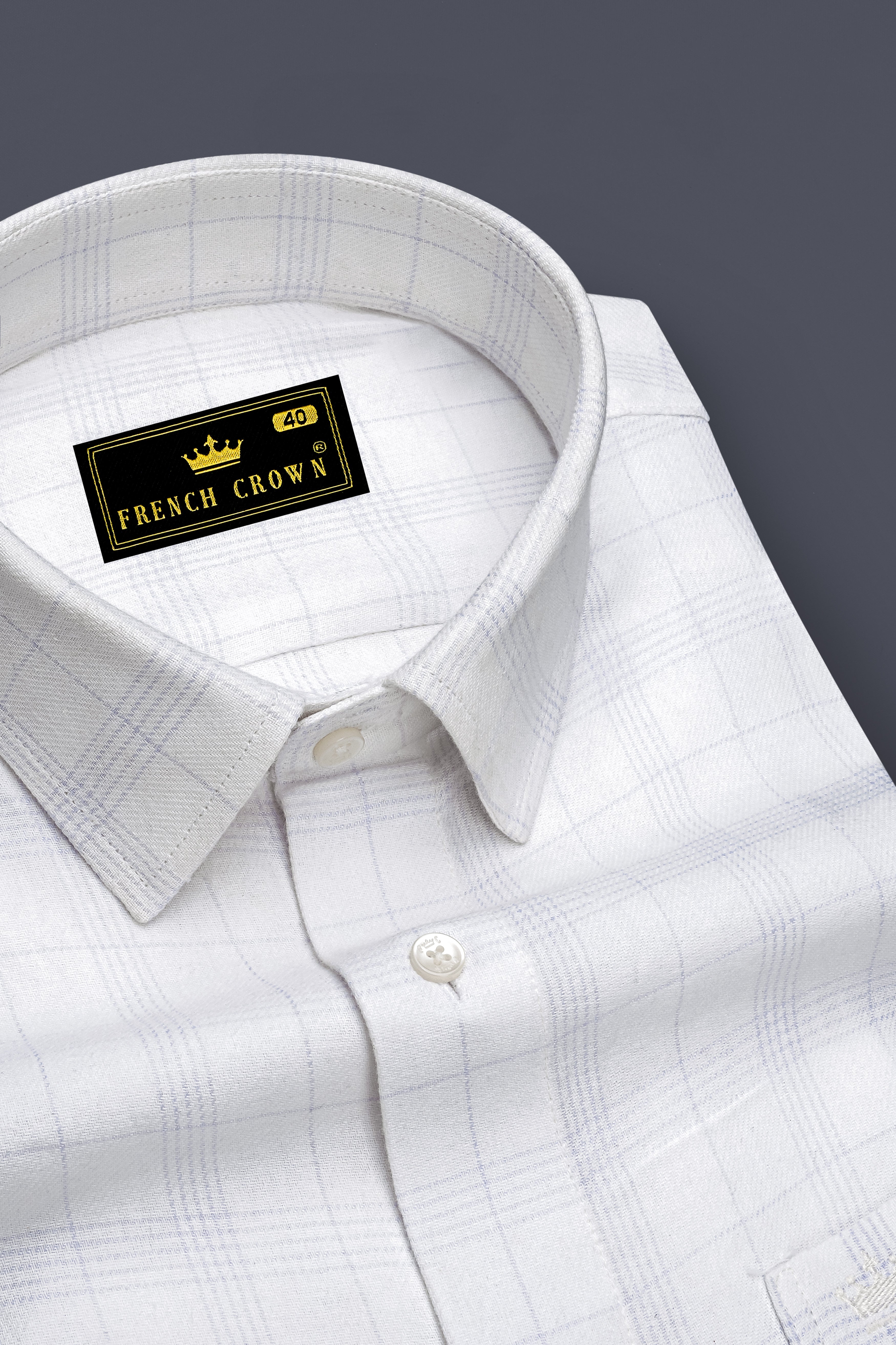 Off White Twill Subtle Checkered Premium Cotton Shirt