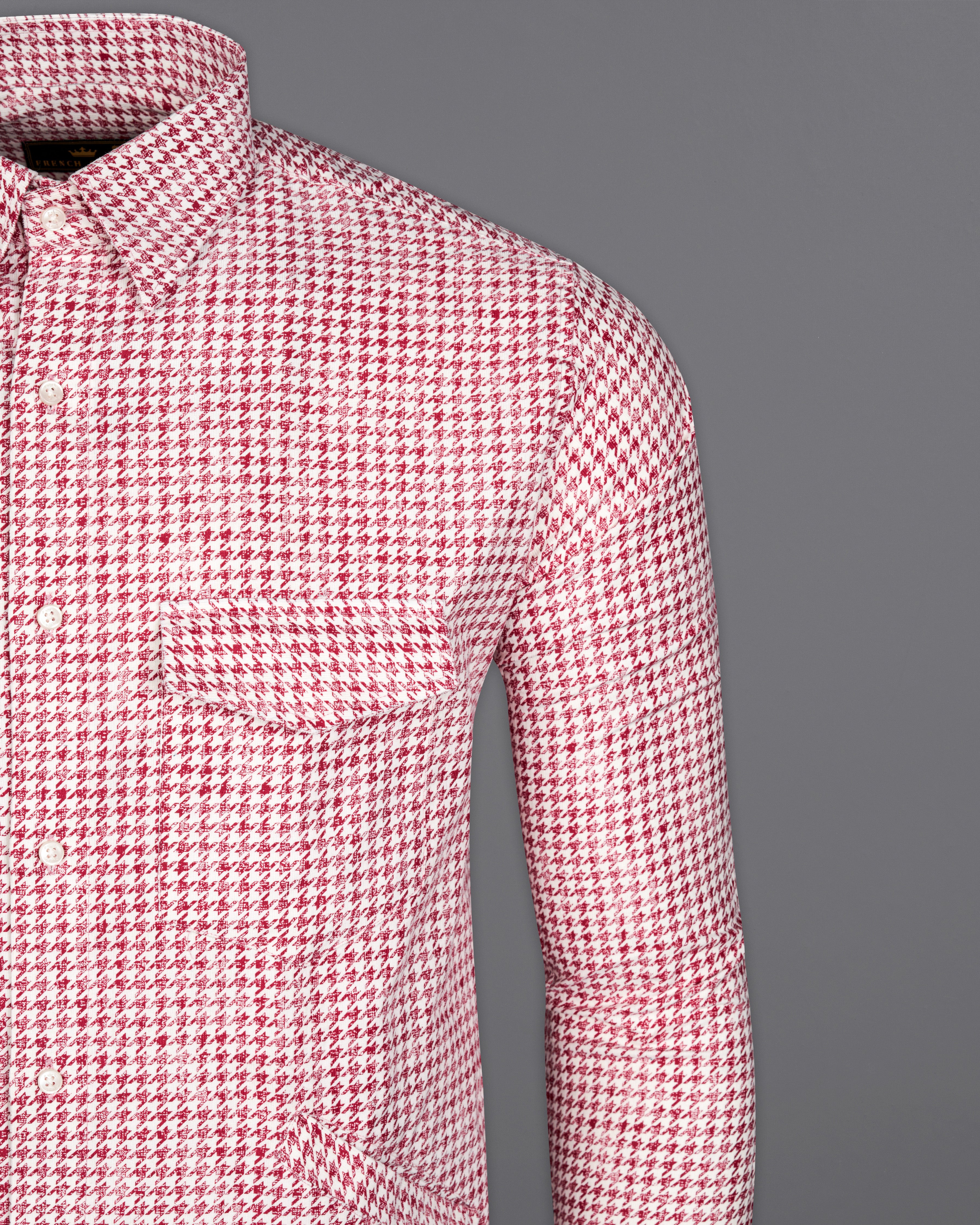 Shiraz Red and White Houndstooth Corduroy Overshirt/Shacket 9916-OS-P301-38, 9916-OS-P301-H-38, 9916-OS-P301-39, 9916-OS-P301-H-39, 9916-OS-P301-40, 9916-OS-P301-H-40, 9916-OS-P301-42, 9916-OS-P301-H-42, 9916-OS-P301-44, 9916-OS-P301-H-44, 9916-OS-P301-46, 9916-OS-P301-H-46, 9916-OS-P301-48, 9916-OS-P301-H-48, 9916-OS-P301-50, 9916-OS-P301-H-50, 9916-OS-P301-52, 9916-OS-P301-H-52