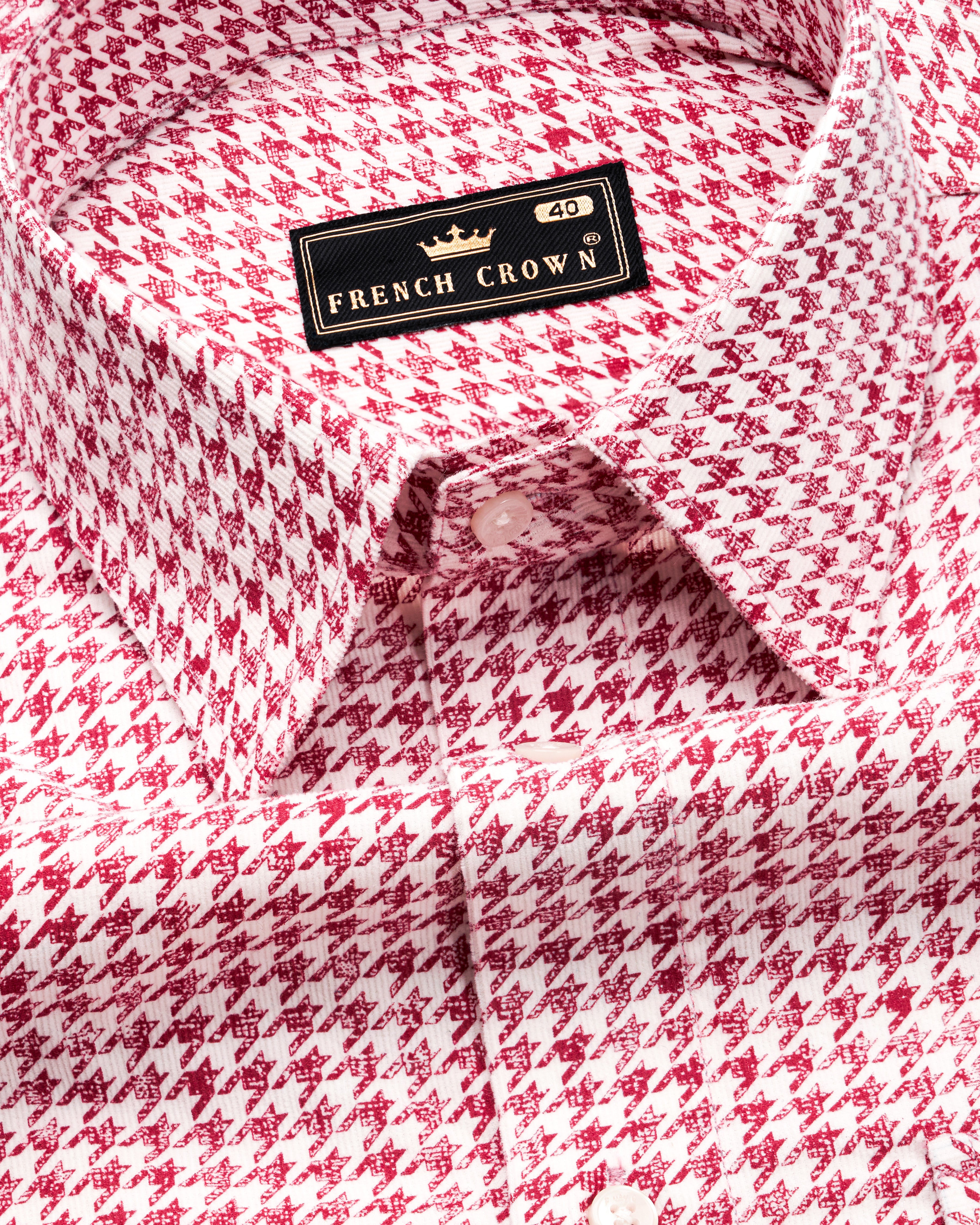 Shiraz Red and White Houndstooth Corduroy Overshirt/Shacket 9916-OS-P301-38, 9916-OS-P301-H-38, 9916-OS-P301-39, 9916-OS-P301-H-39, 9916-OS-P301-40, 9916-OS-P301-H-40, 9916-OS-P301-42, 9916-OS-P301-H-42, 9916-OS-P301-44, 9916-OS-P301-H-44, 9916-OS-P301-46, 9916-OS-P301-H-46, 9916-OS-P301-48, 9916-OS-P301-H-48, 9916-OS-P301-50, 9916-OS-P301-H-50, 9916-OS-P301-52, 9916-OS-P301-H-52