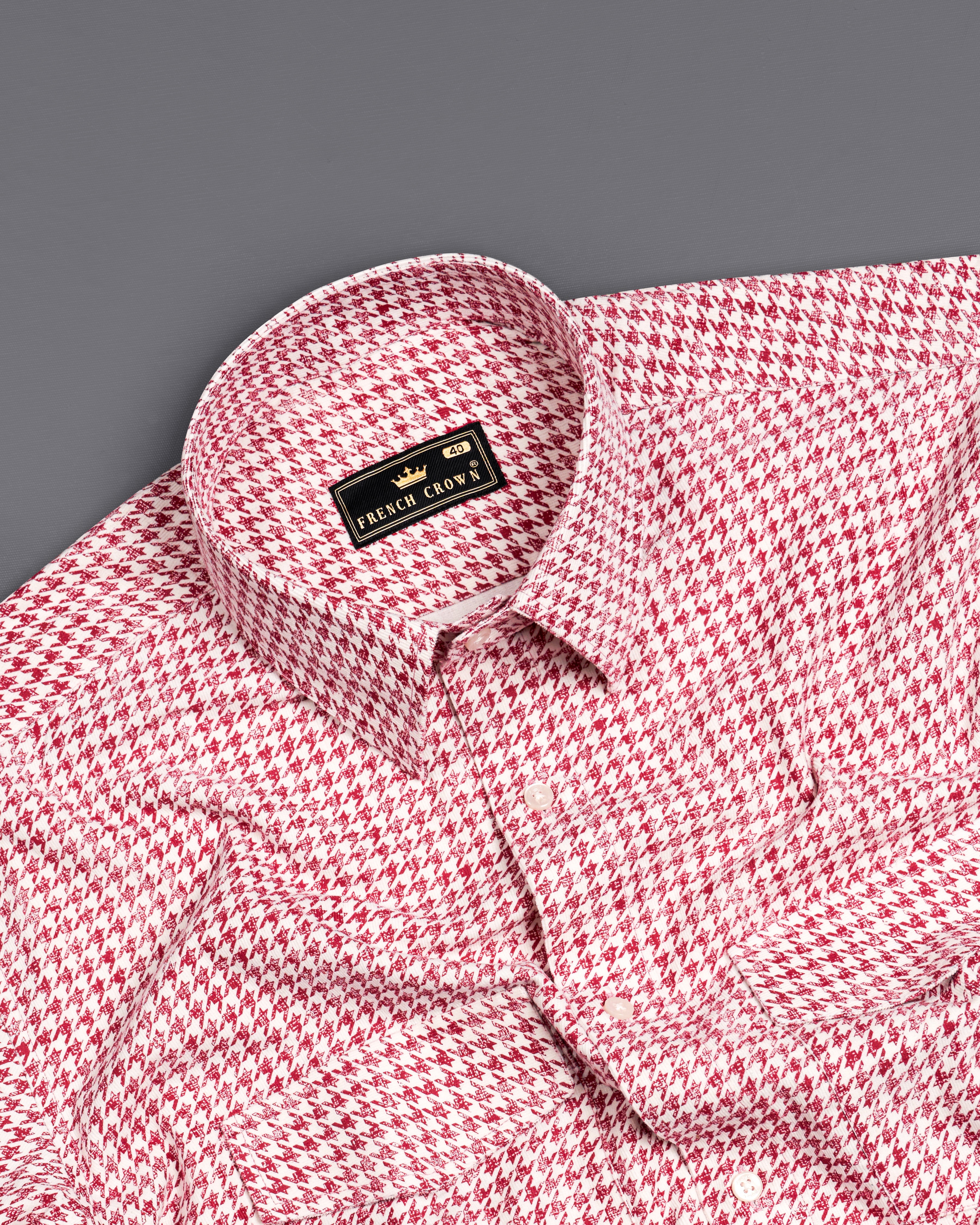 Shiraz Red and White Houndstooth Corduroy Overshirt/Shacket 9916-OS-P301-38, 9916-OS-P301-H-38, 9916-OS-P301-39, 9916-OS-P301-H-39, 9916-OS-P301-40, 9916-OS-P301-H-40, 9916-OS-P301-42, 9916-OS-P301-H-42, 9916-OS-P301-44, 9916-OS-P301-H-44, 9916-OS-P301-46, 9916-OS-P301-H-46, 9916-OS-P301-48, 9916-OS-P301-H-48, 9916-OS-P301-50, 9916-OS-P301-H-50, 9916-OS-P301-52, 9916-OS-P301-H-52