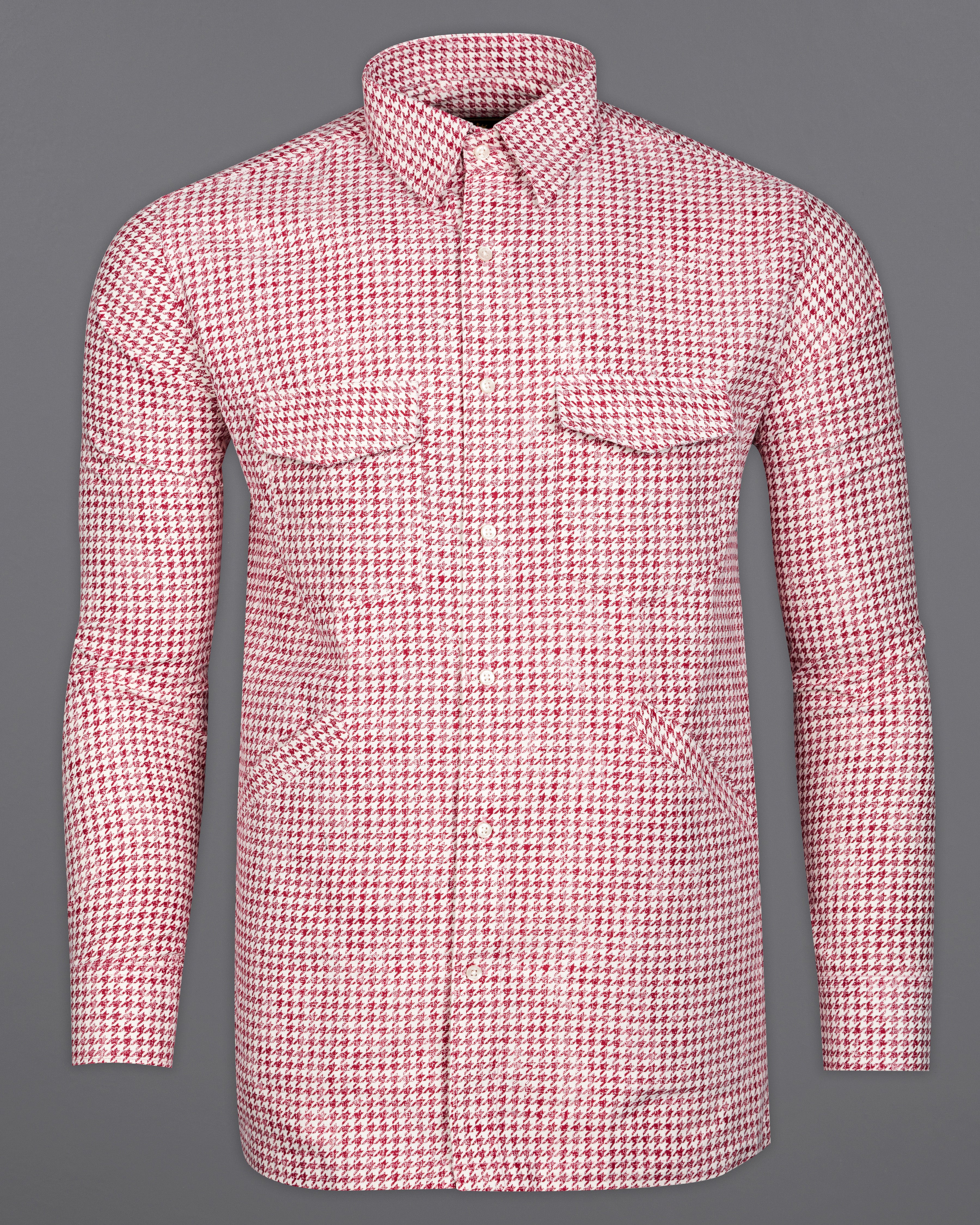 Shiraz Red and White Houndstooth Corduroy Overshirt/Shacket 9916-OS-P301-38, 9916-OS-P301-H-38, 9916-OS-P301-39, 9916-OS-P301-H-39, 9916-OS-P301-40, 9916-OS-P301-H-40, 9916-OS-P301-42, 9916-OS-P301-H-42, 9916-OS-P301-44, 9916-OS-P301-H-44, 9916-OS-P301-46, 9916-OS-P301-H-46, 9916-OS-P301-48, 9916-OS-P301-H-48, 9916-OS-P301-50, 9916-OS-P301-H-50, 9916-OS-P301-52, 9916-OS-P301-H-52